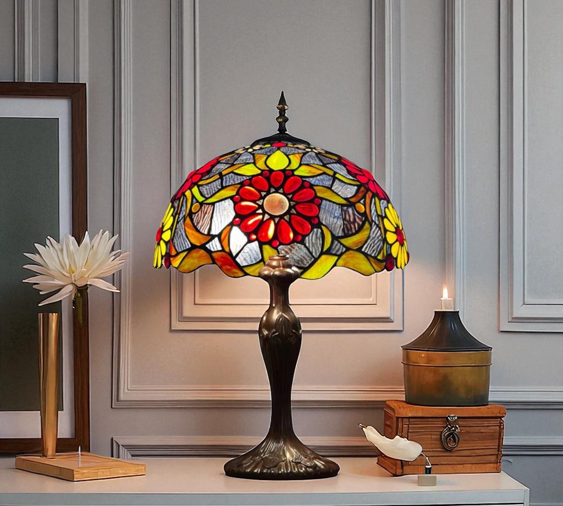 CDH 16" Tiffany Table Lamp 40cm Shade (15028)