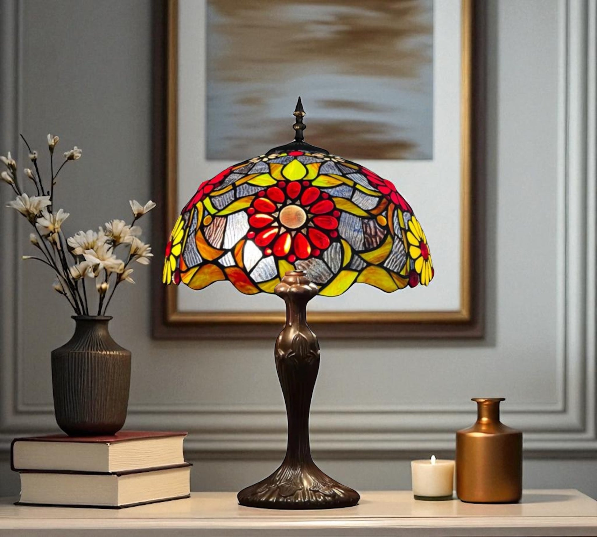 CDH 16" Tiffany Table Lamp 40cm Shade (15028)