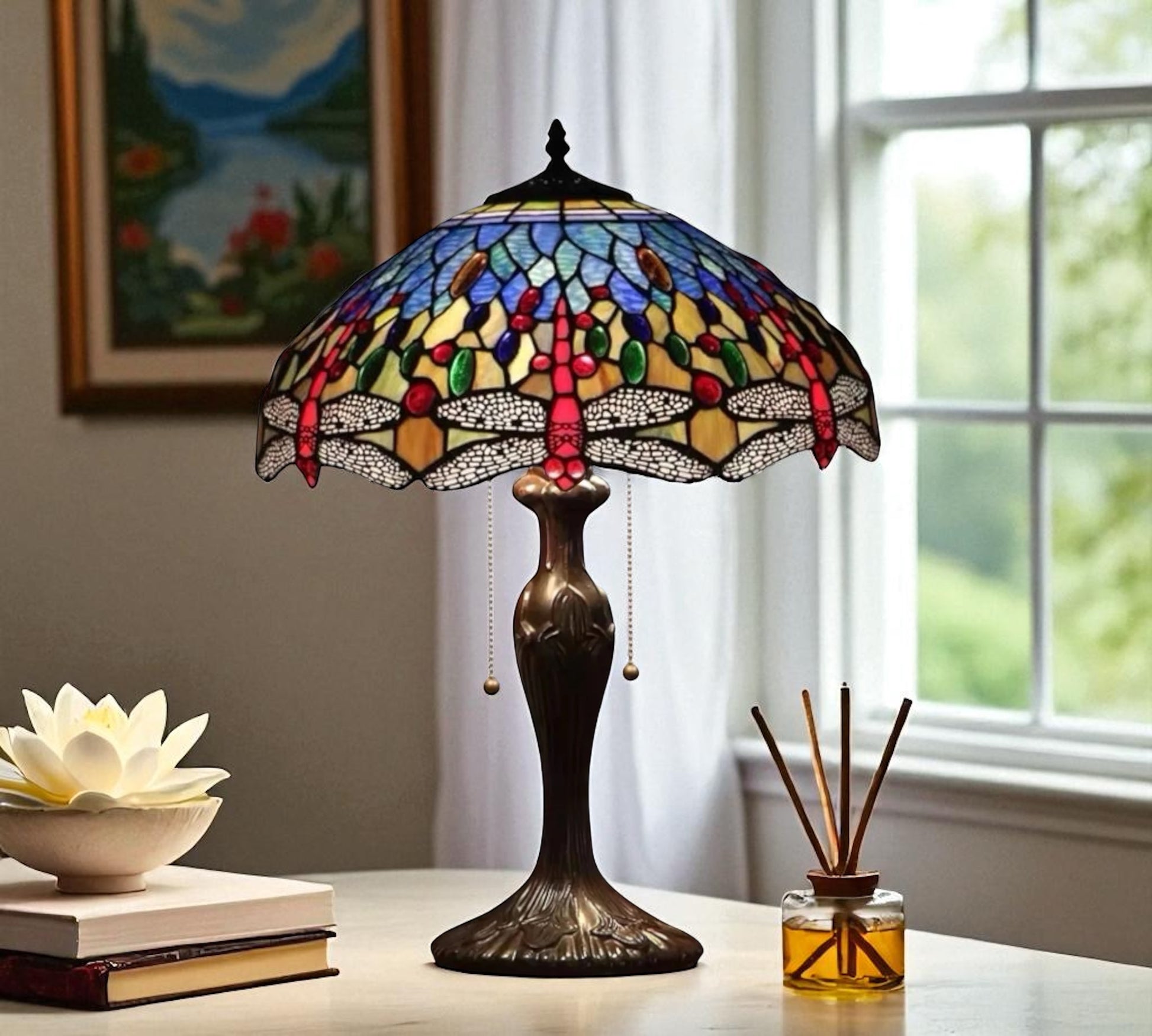 CDH 16" Tiffany Table Lamp 40cm Shade (15029)