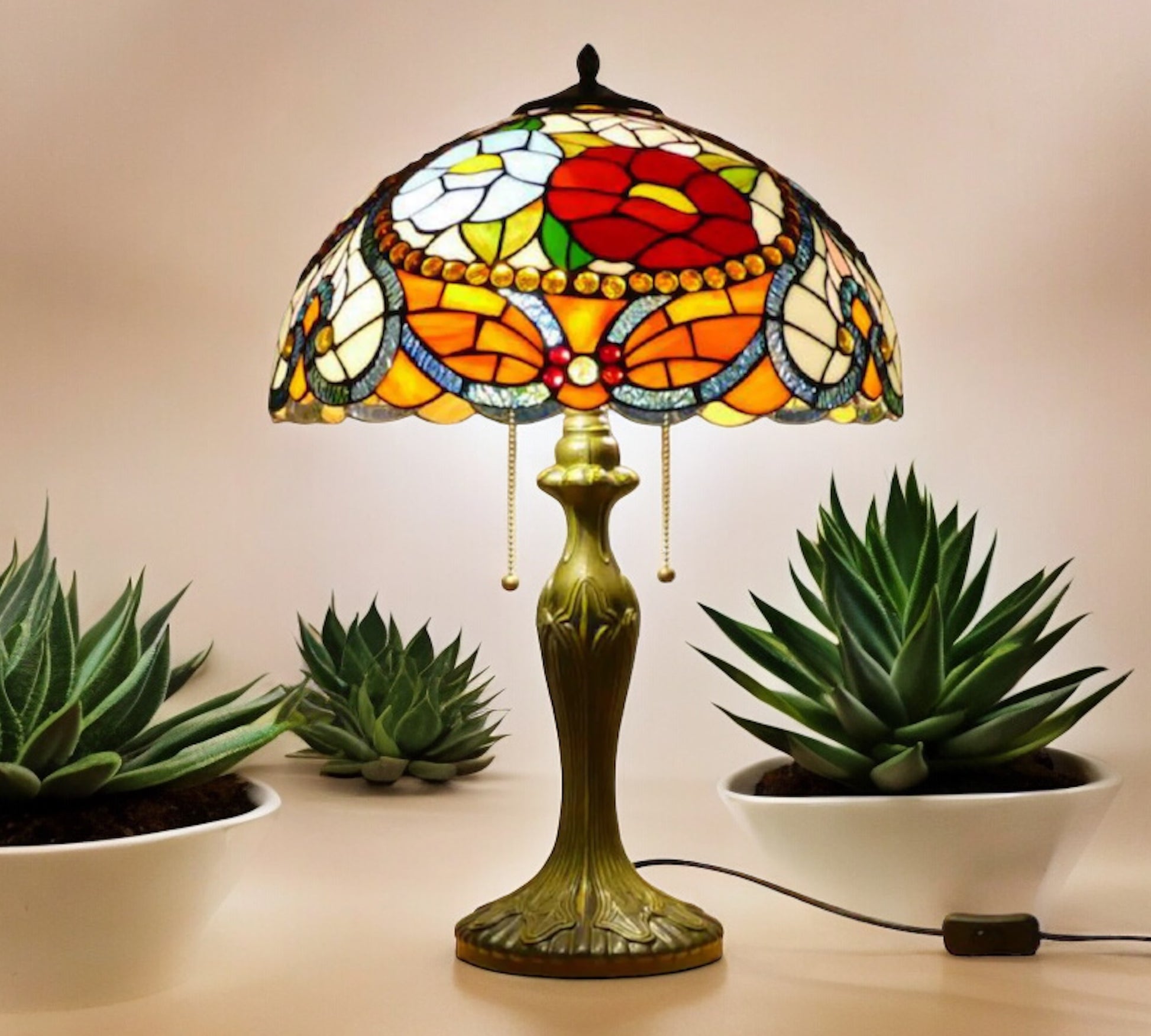 CDH 16" Tiffany Table Lamp 40cm Shade (15030)