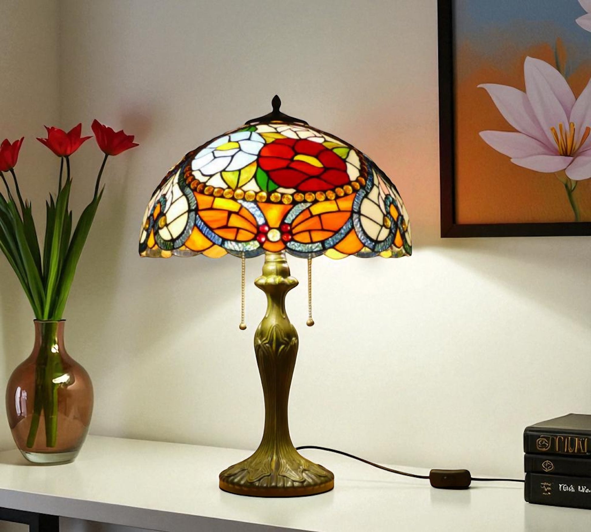 CDH 16" Tiffany Table Lamp 40cm Shade (15030)