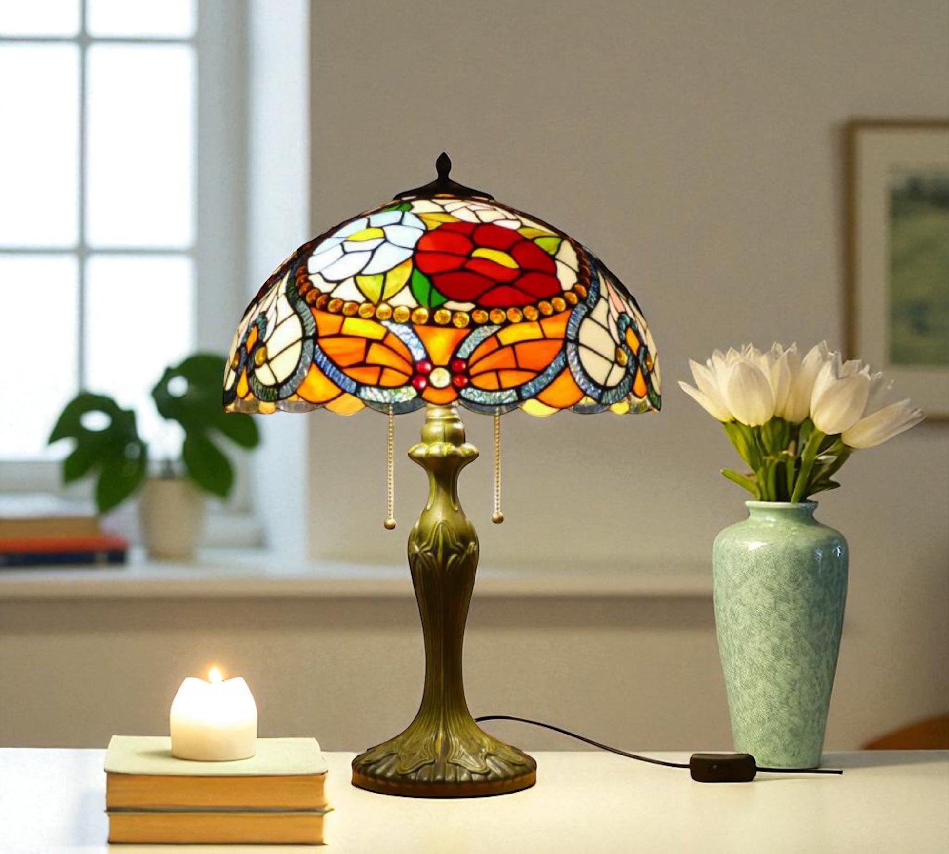 CDH 16" Tiffany Table Lamp 40cm Shade (15030)