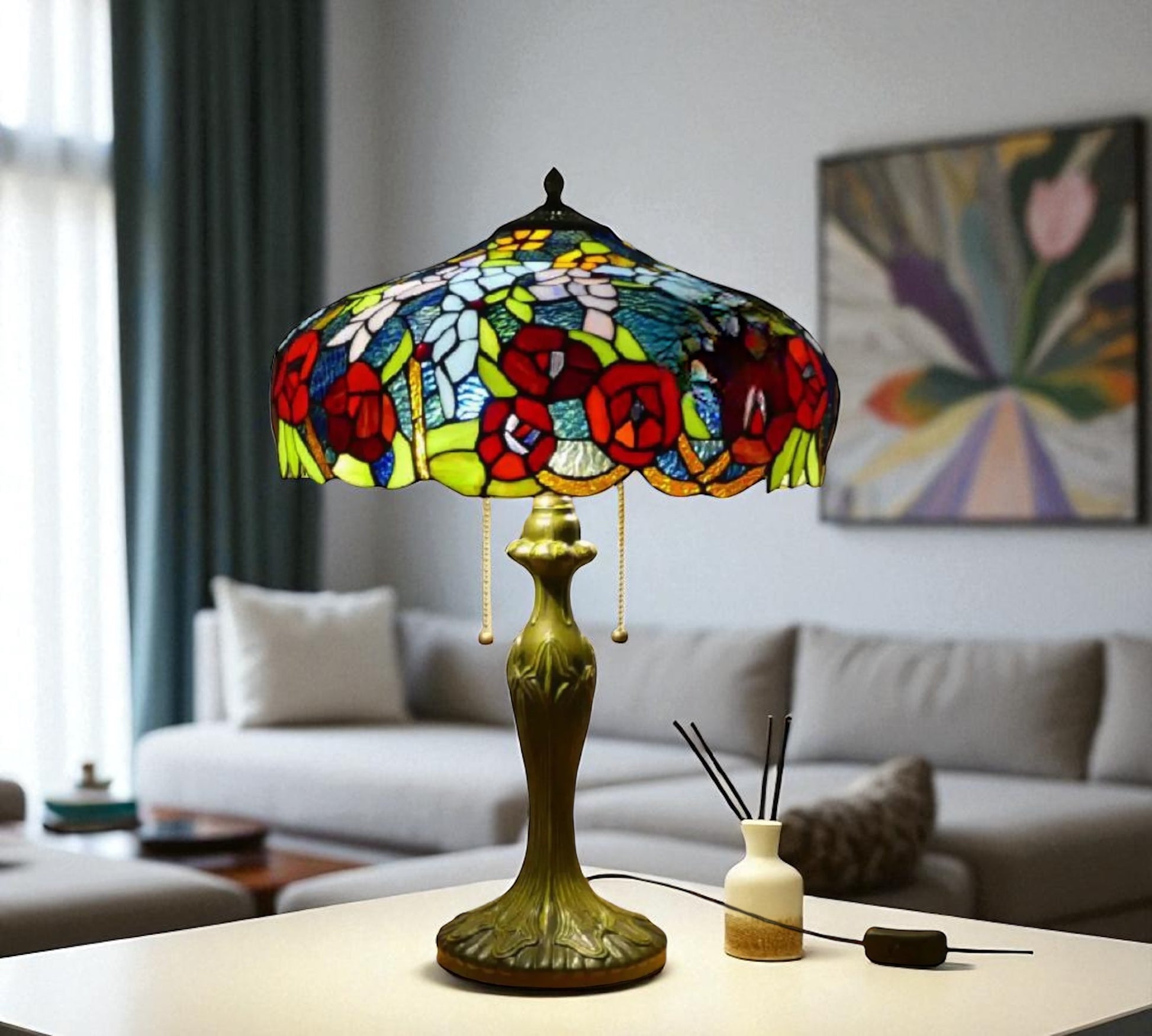 CDH 16" Tiffany Table Lamp 40cm Shade (15034)