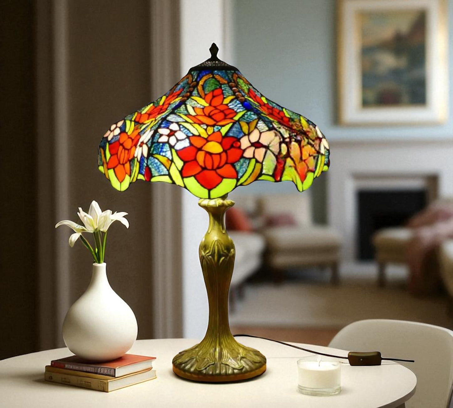 CDH 16" Tiffany Table Lamp 40cm Shade (15035)