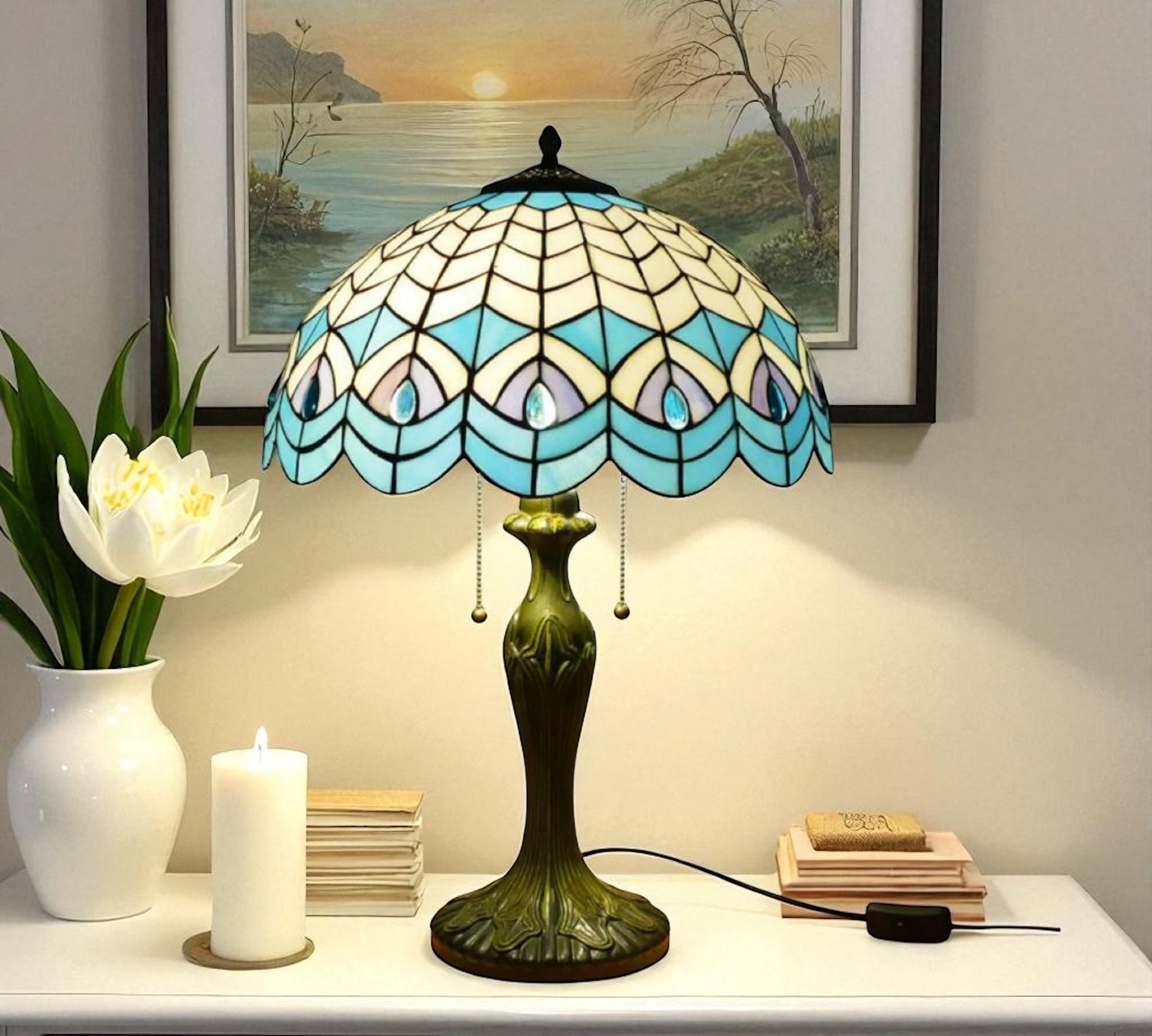 CDH 16" Tiffany Table Lamp 40cm Shade (15036)