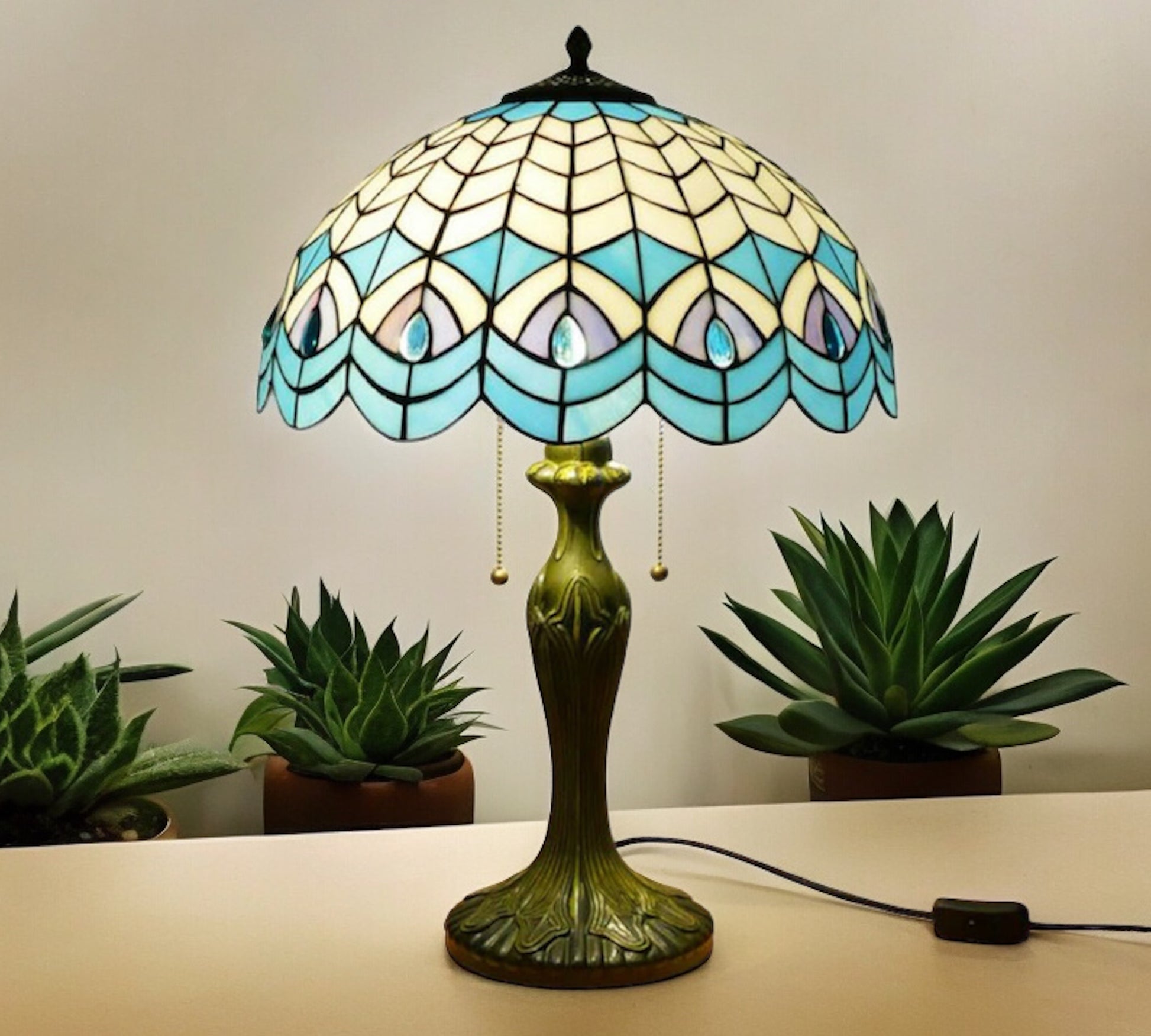 CDH 16" Tiffany Table Lamp 40cm Shade (15036)