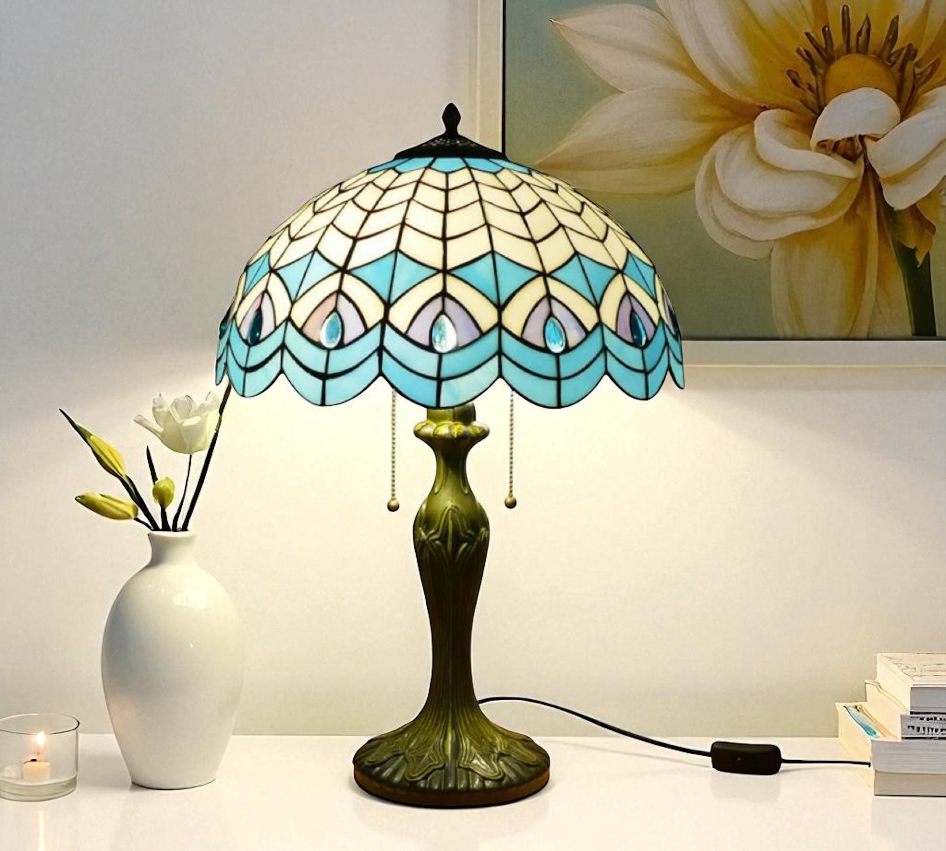 CDH 16" Tiffany Table Lamp 40cm Shade (15036)