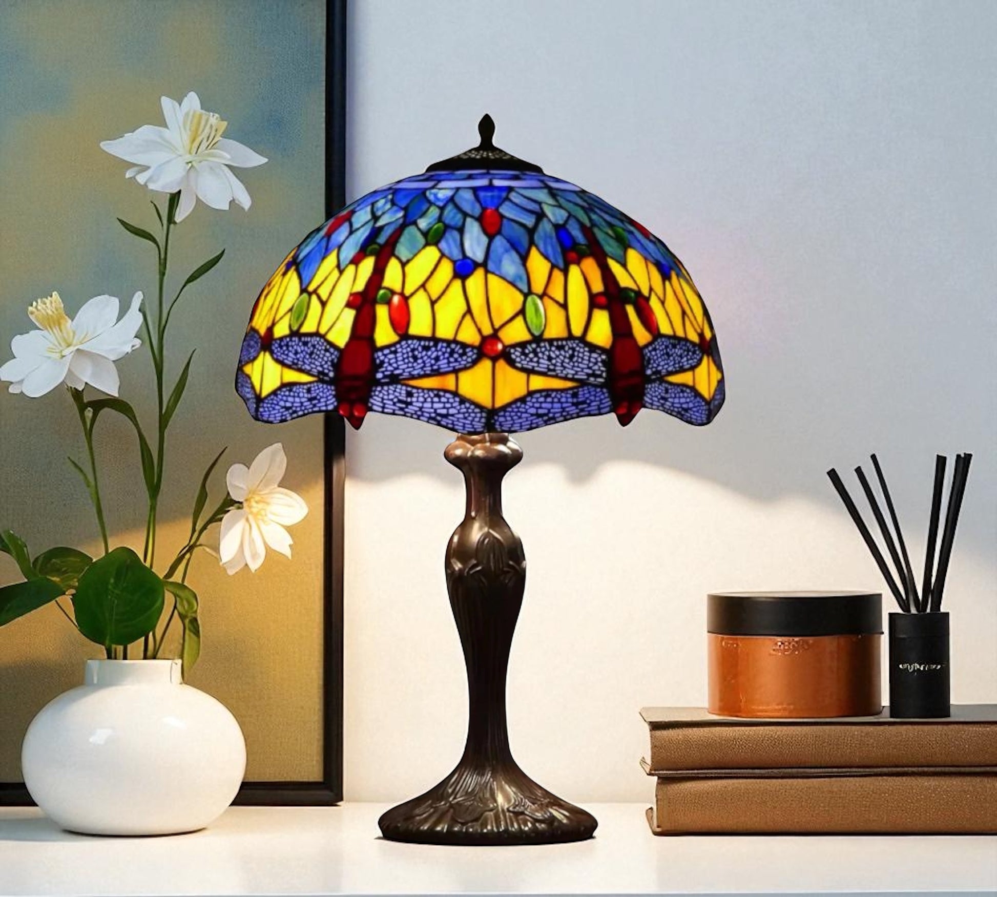 CDH 16" Tiffany Table Lamp 40cm Shade (15037)