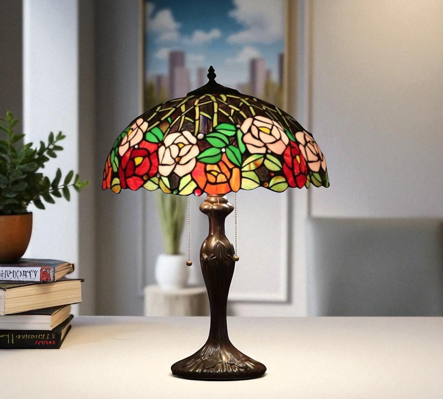 CDH 16" Tiffany Table Lamp 40cm Shade (15038)