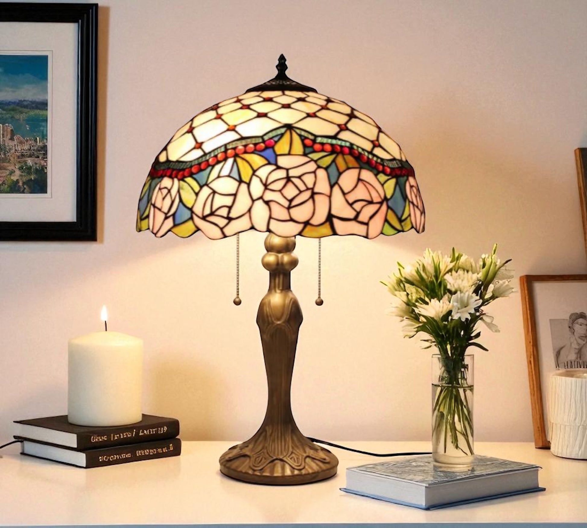 CDH 16" Tiffany Table Lamp 40cm Shade (15041)