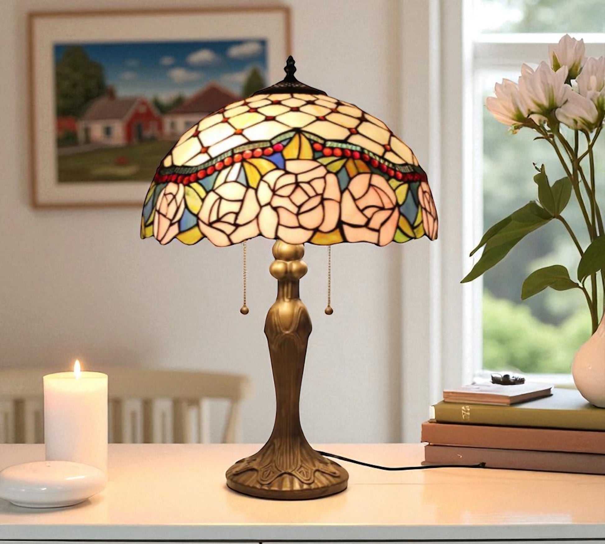 CDH 16" Tiffany Table Lamp 40cm Shade (15041)