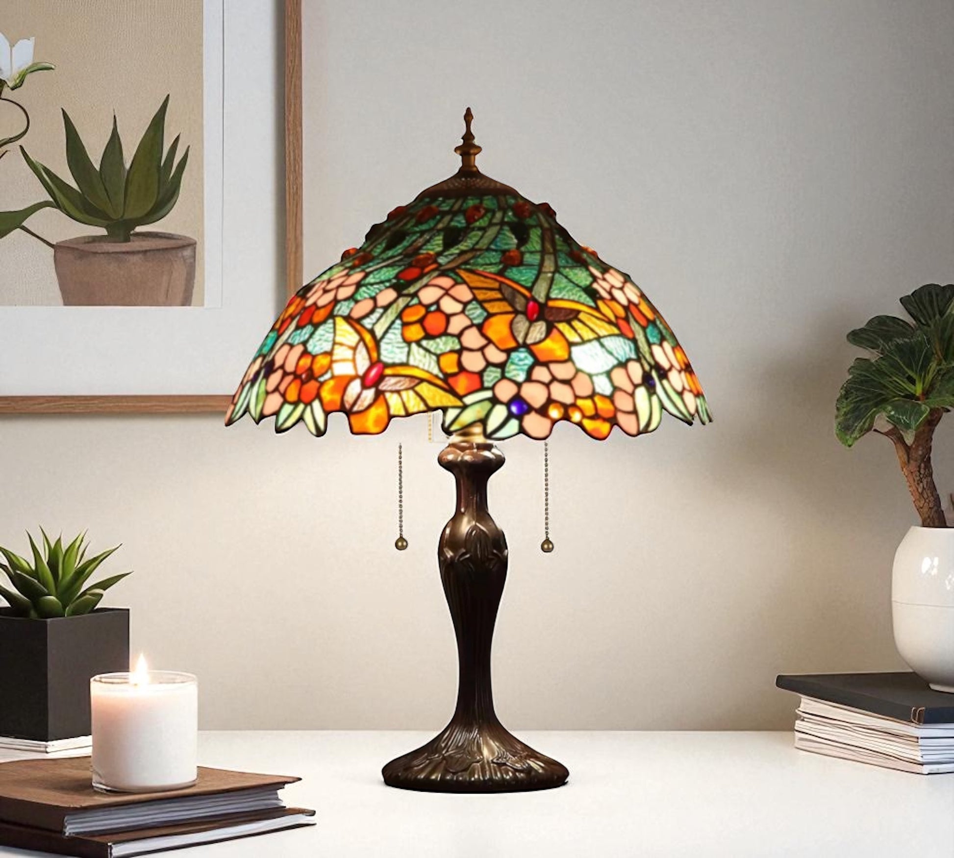 CDH 16" Tiffany Table Lamp 40cm Shade (15042)