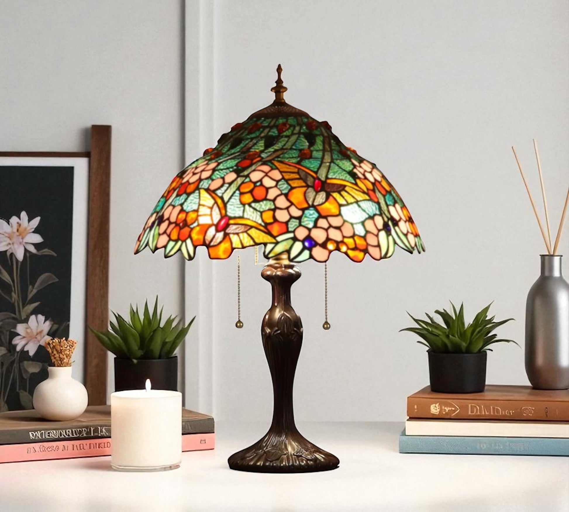 CDH 16" Tiffany Table Lamp 40cm Shade (15042)