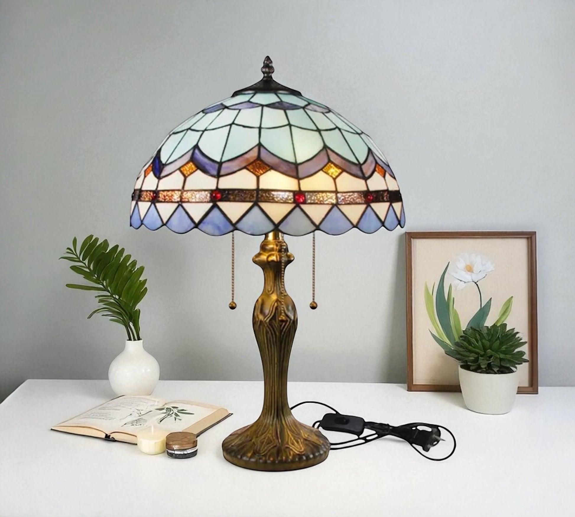 CDH 16" Tiffany Table Lamp 40cm Shade (15046)