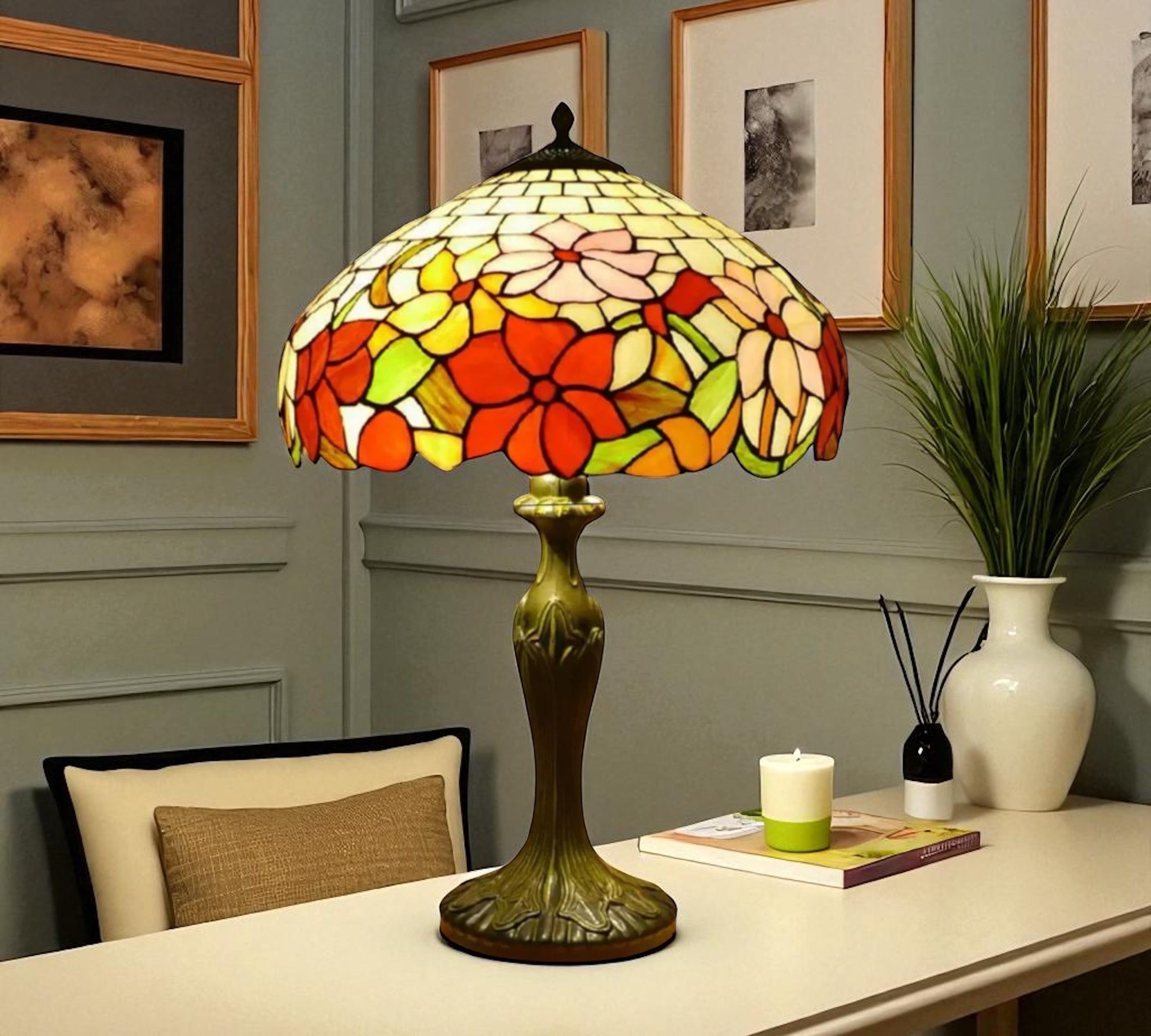 CDH 16" Tiffany Table Lamp 40cm Shade (15050)