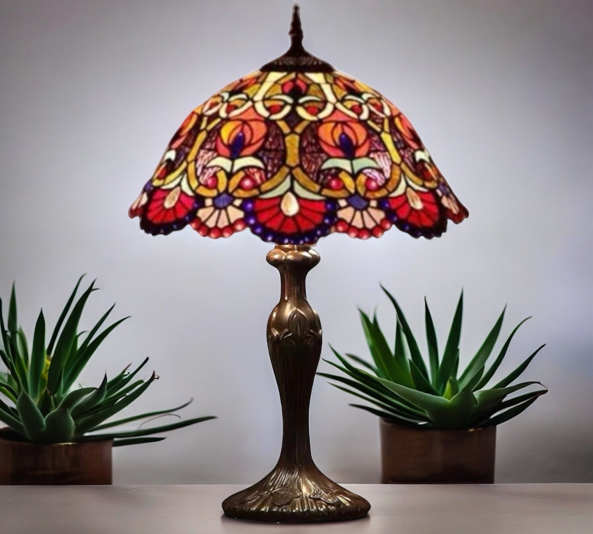 CDH 16" Tiffany Table Lamp 40cm Shade (15051)