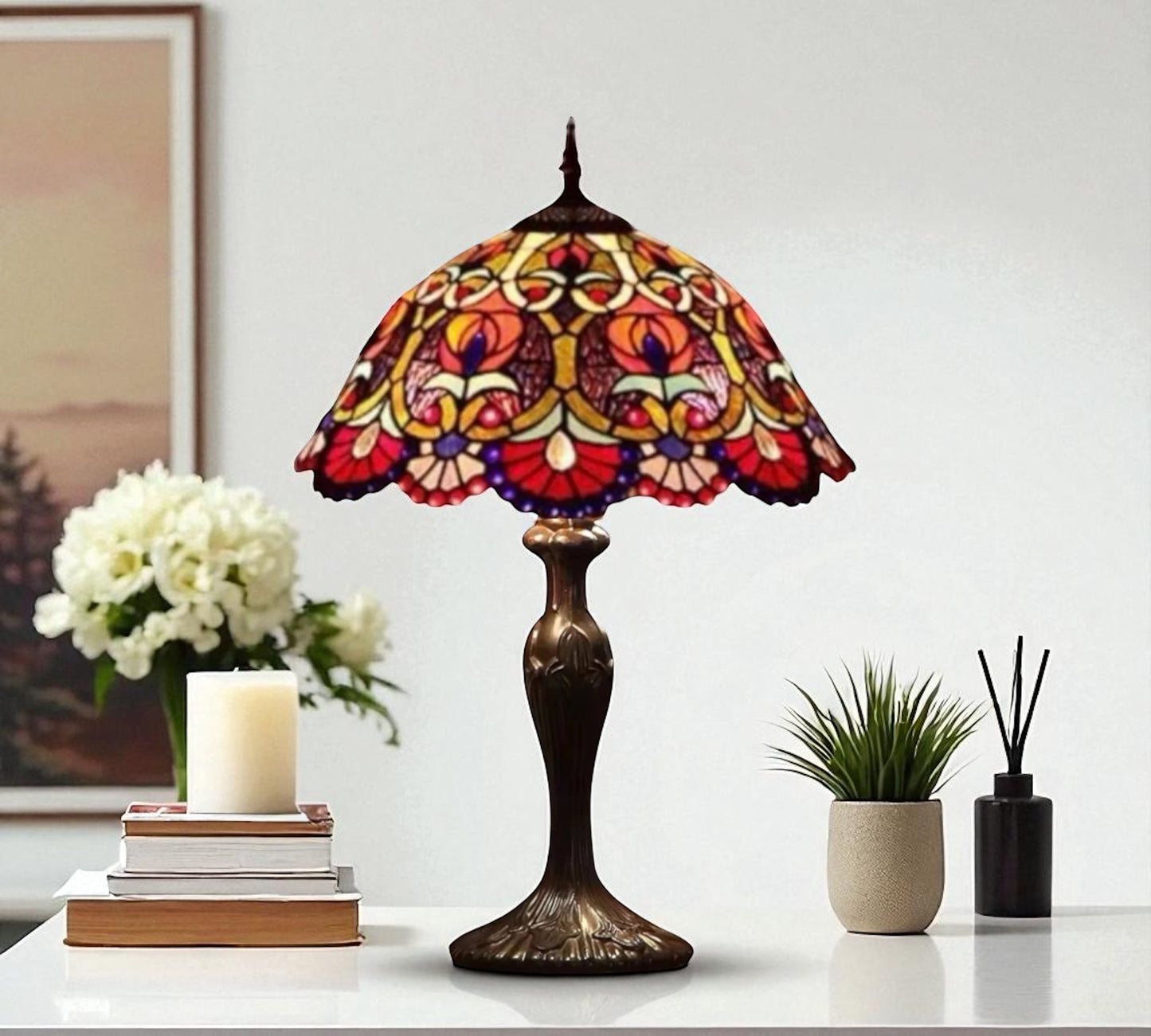 CDH 16" Tiffany Table Lamp 40cm Shade (15051)