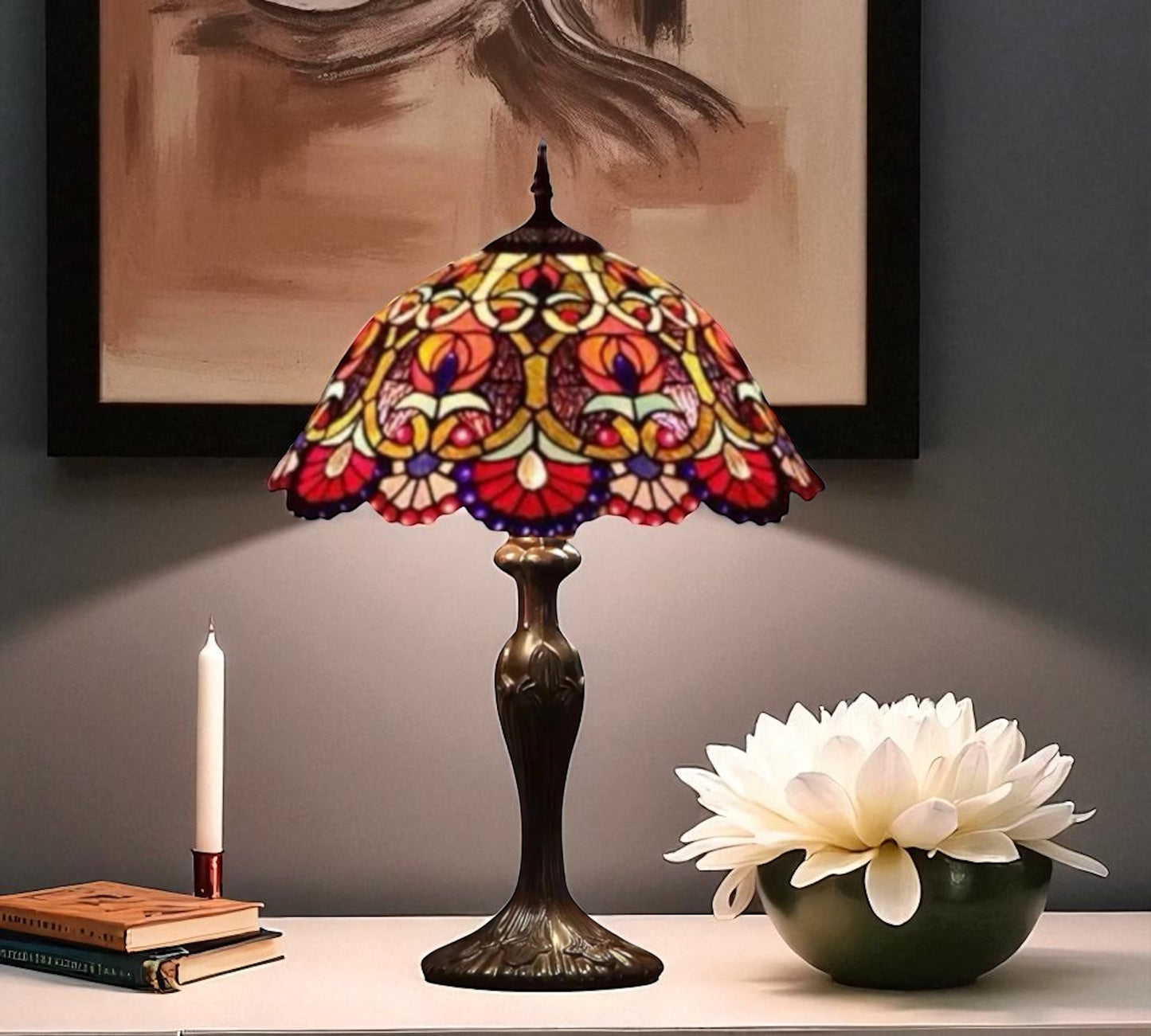 CDH 16" Tiffany Table Lamp 40cm Shade (15051)