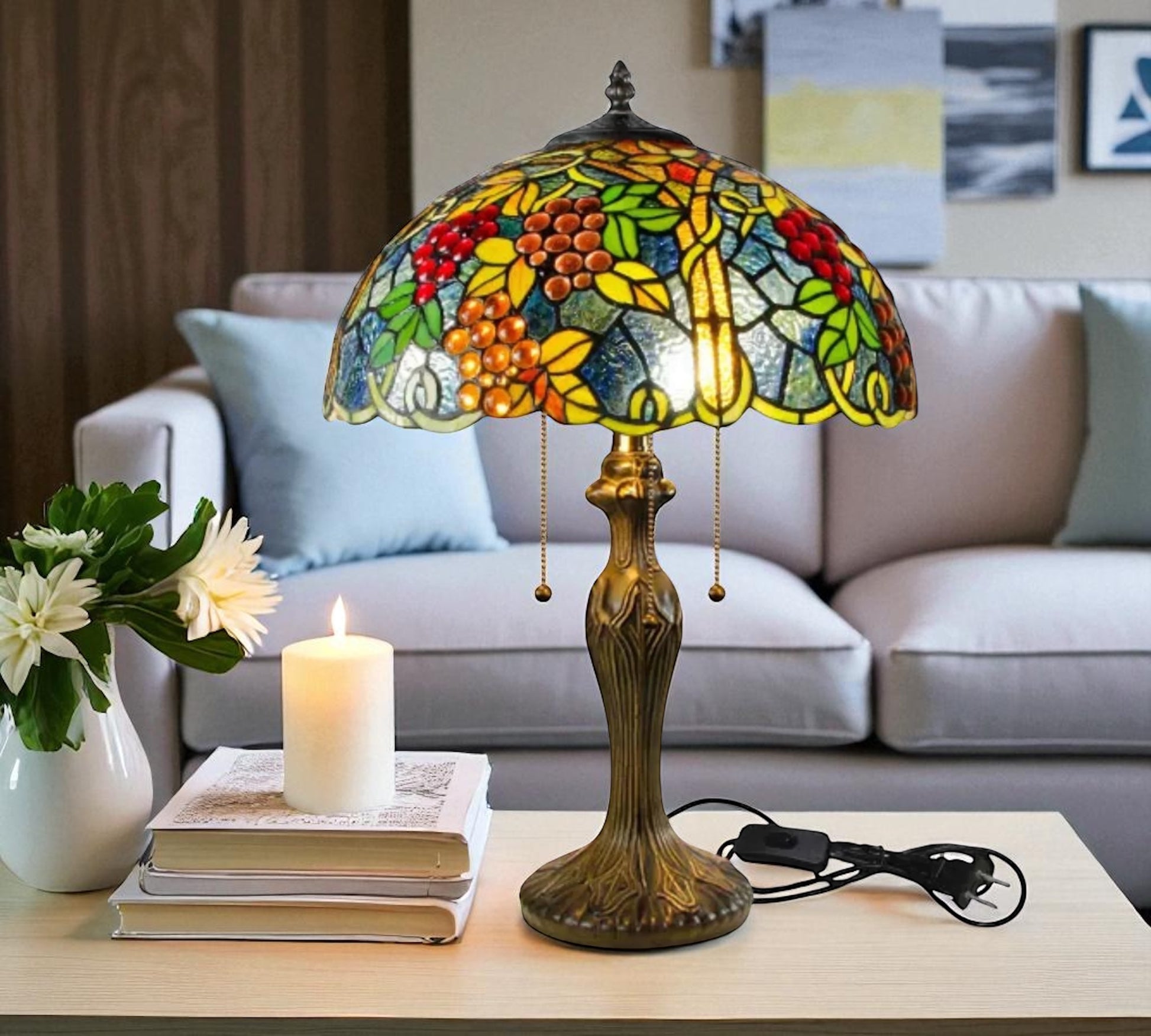 CDH 16" Tiffany Table Lamp 40cm Shade (15057)