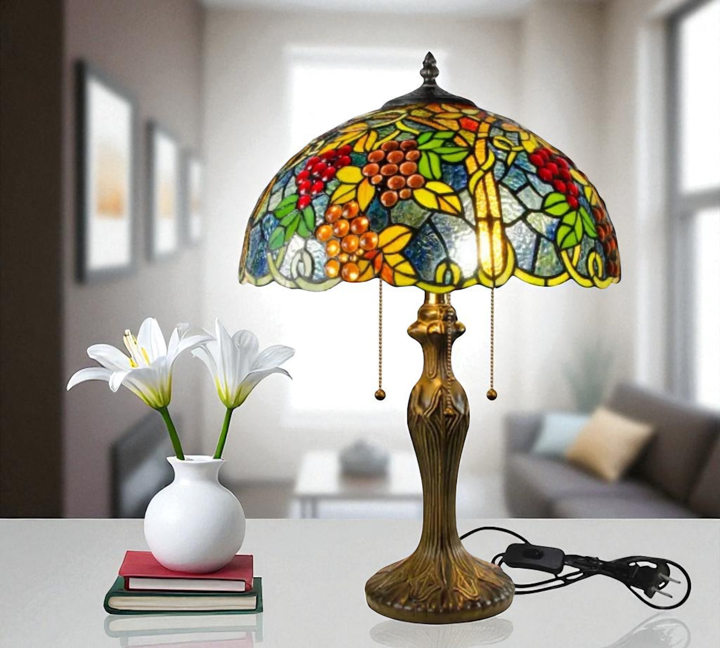 CDH 16" Tiffany Table Lamp 40cm Shade (15057)