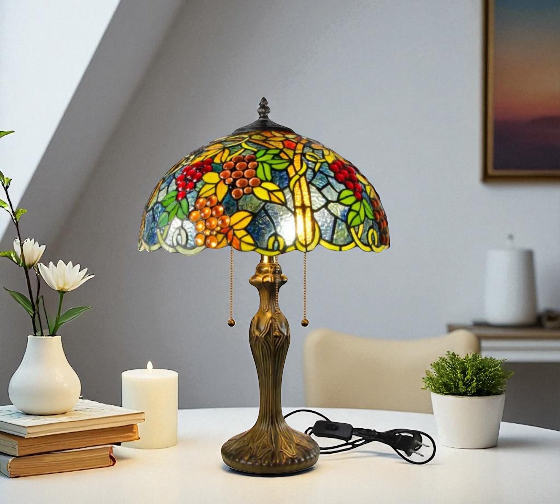 CDH 16" Tiffany Table Lamp 40cm Shade (15057)
