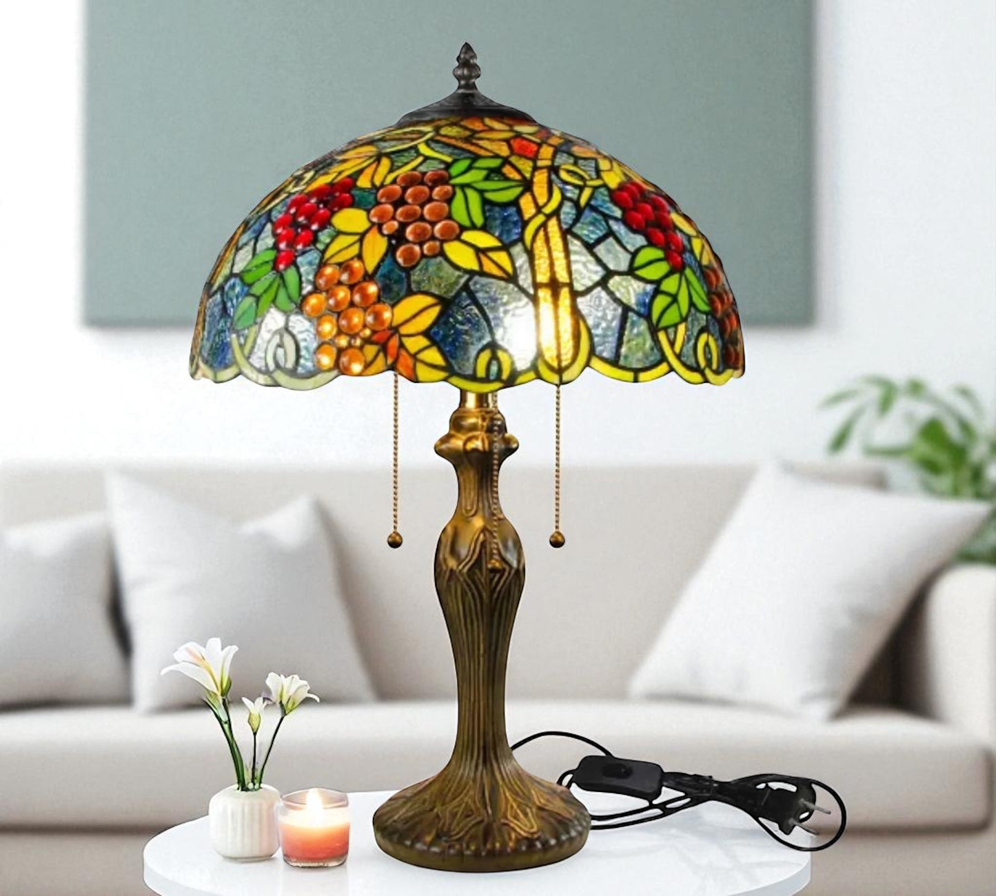 CDH 16" Tiffany Table Lamp 40cm Shade (15057)