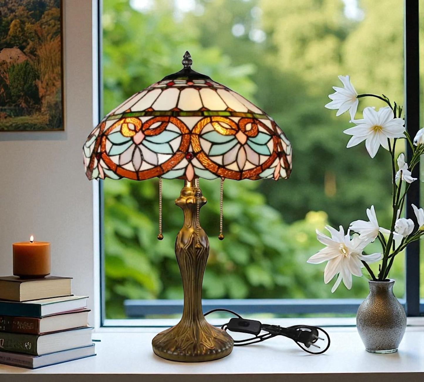 CDH 16" Tiffany Table Lamp 40cm Shade (15059)