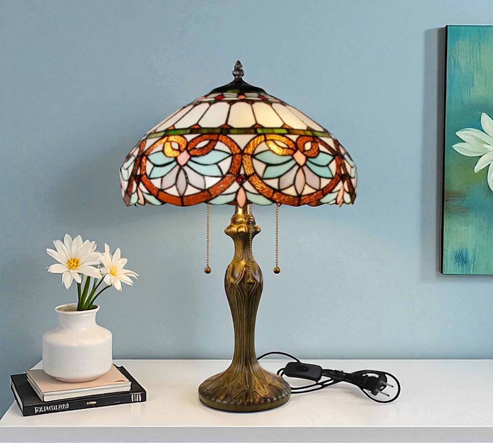 CDH 16" Tiffany Table Lamp 40cm Shade (15059)