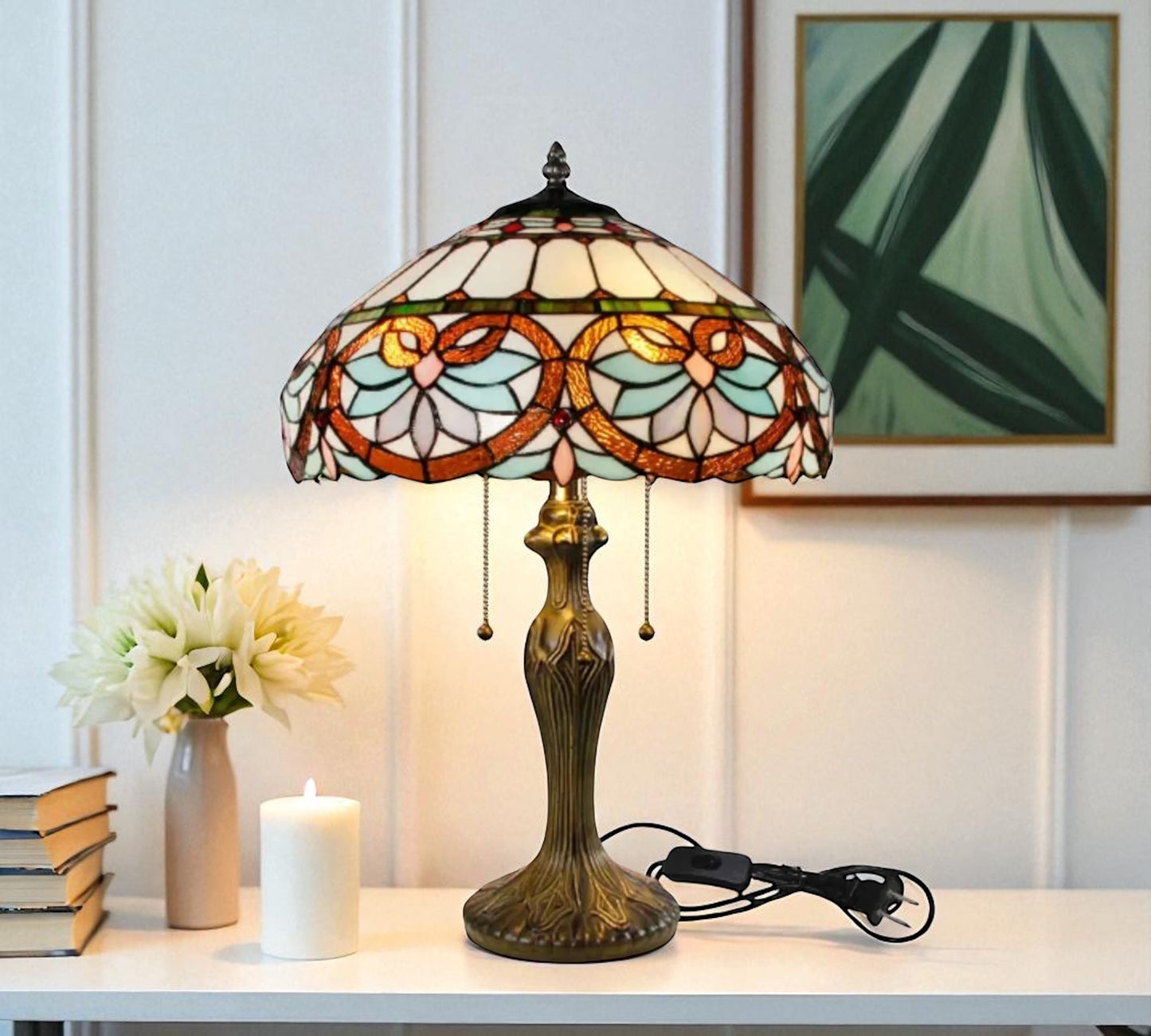 CDH 16" Tiffany Table Lamp 40cm Shade (15059)