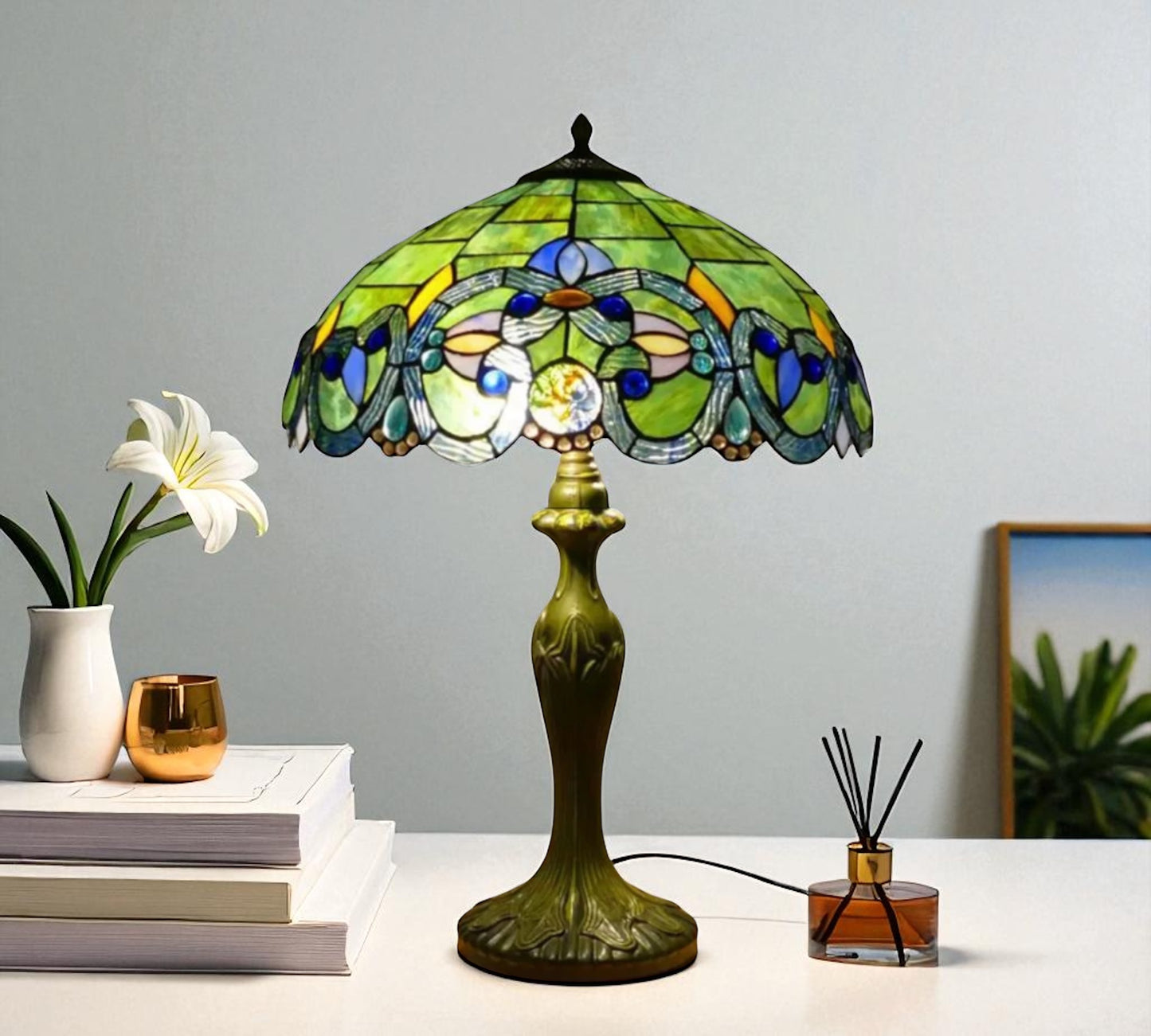 CDH 16" Tiffany Table Lamp 40cm Shade (15080)