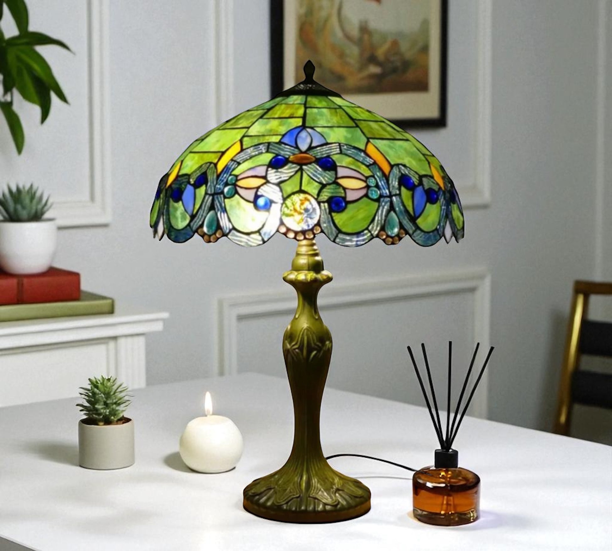 CDH 16" Tiffany Table Lamp 40cm Shade (15080)
