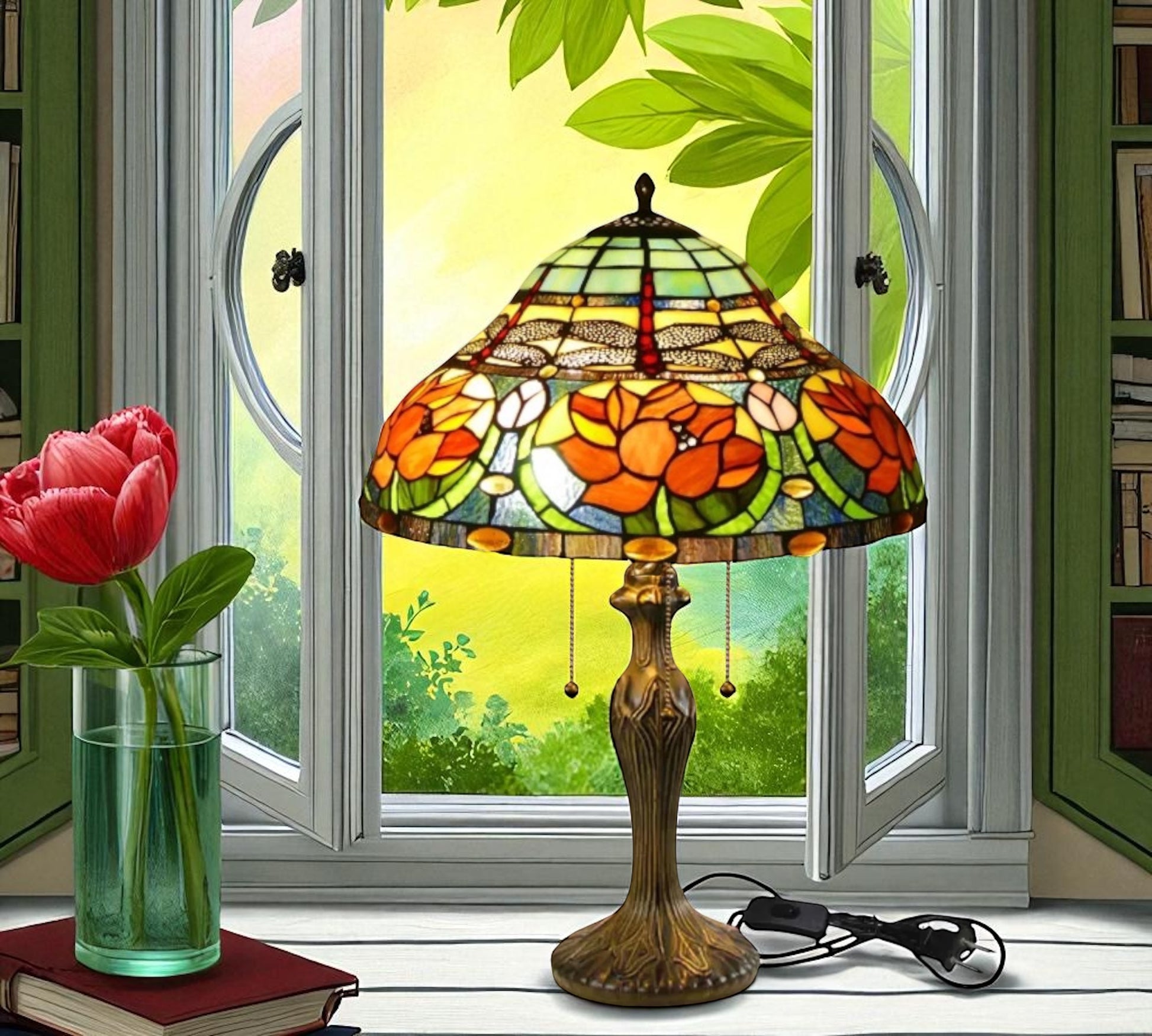CDH 16" Tiffany Table Lamp 40cm Shade (16006)