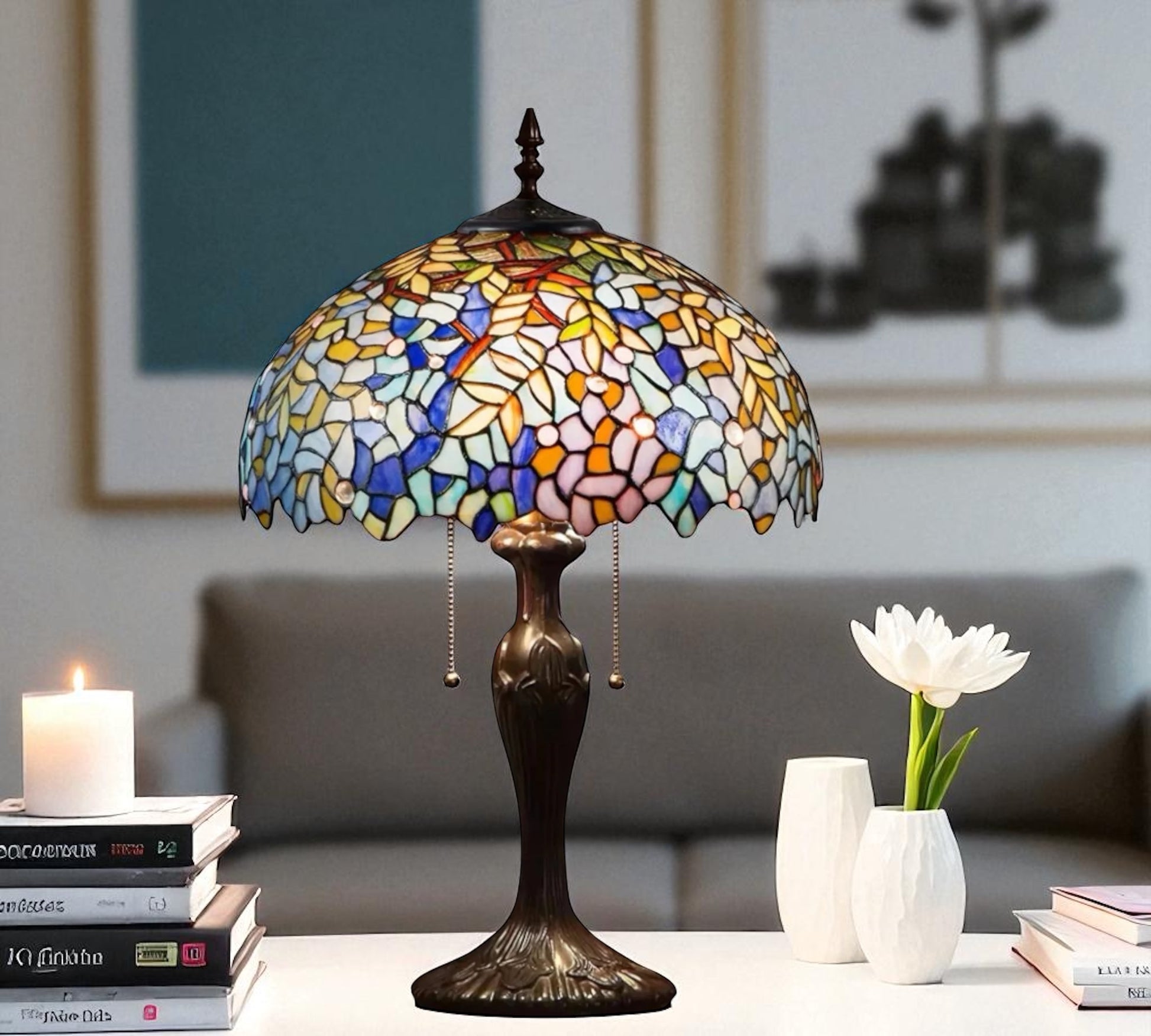 CDH 16" Tiffany Table Lamp 40cm Shade (16038)