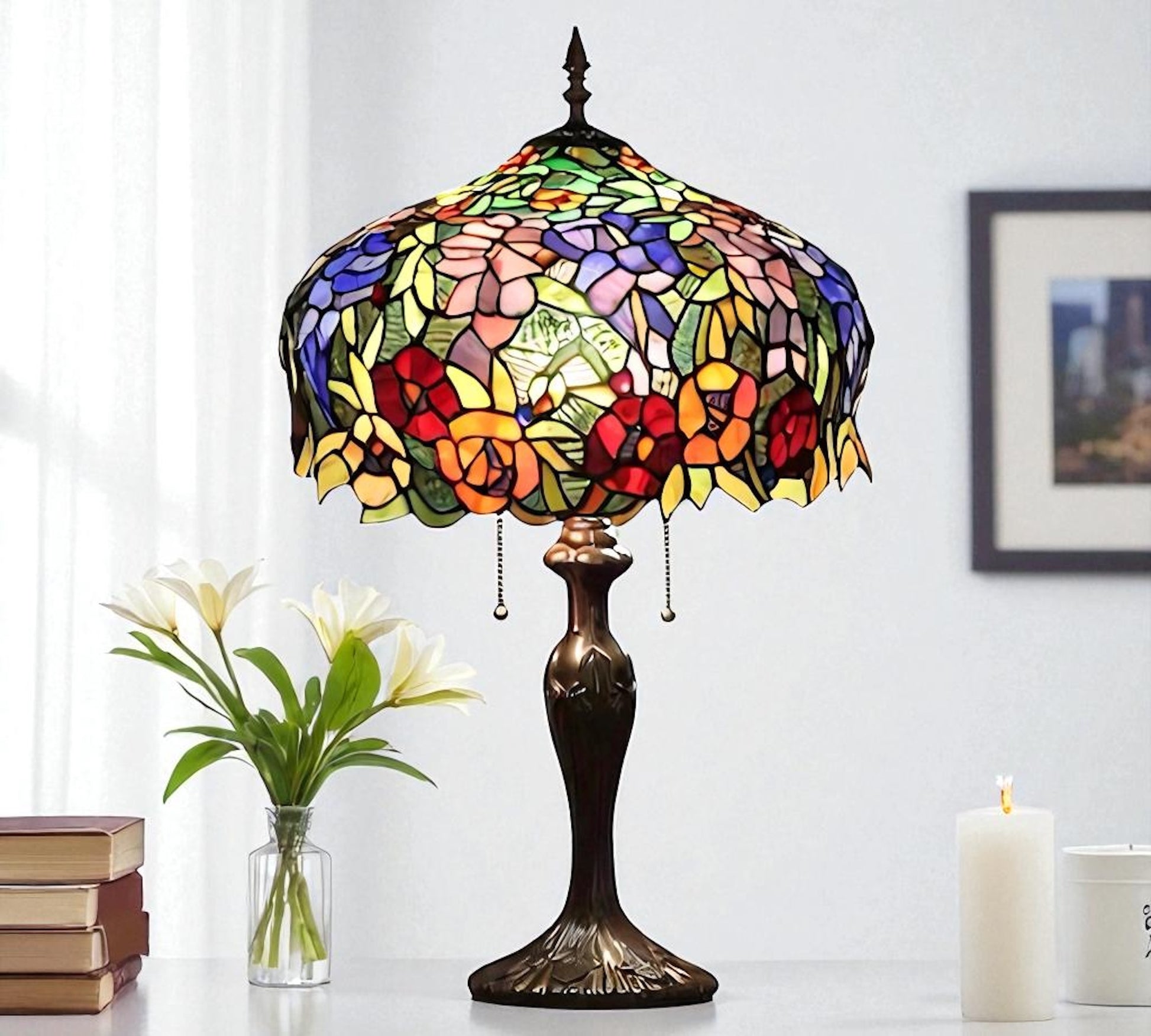 CDH 18" Tiffany X-Large Table Lamp 46cm Shade (19011T)