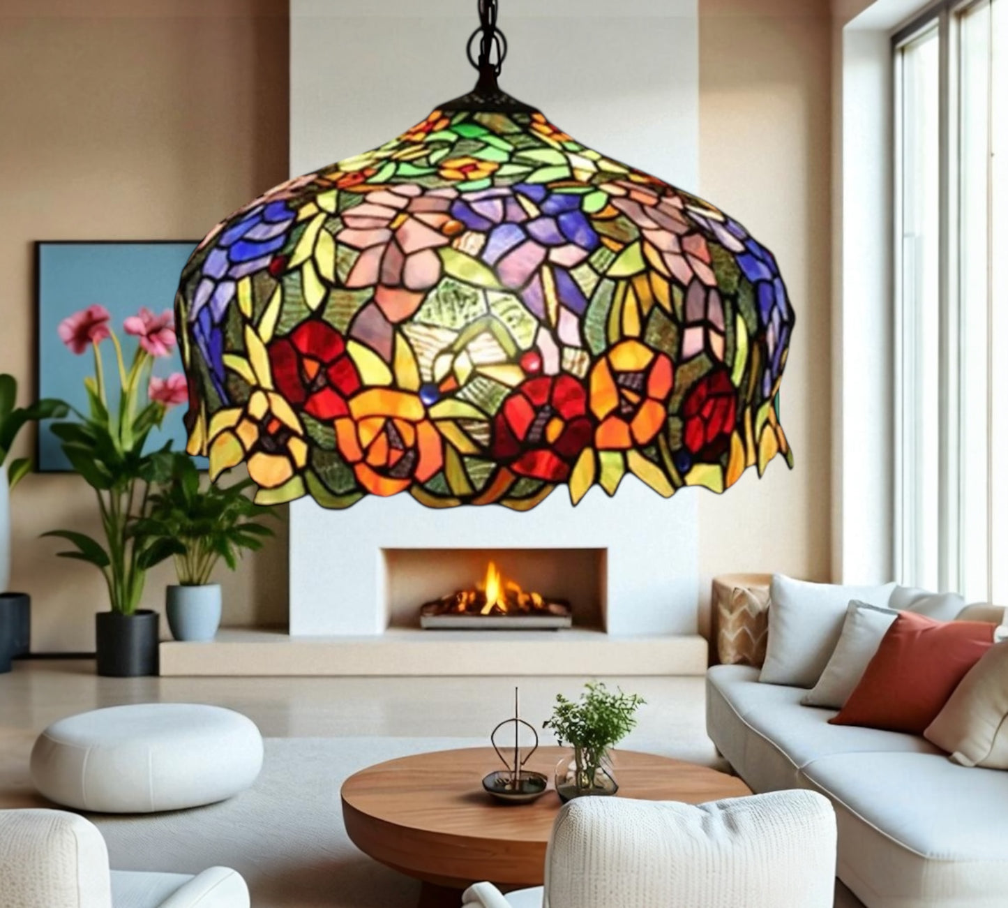 CDH 18" XLARGE Tiffany Pendant Lamp 46cm shade (16054C)