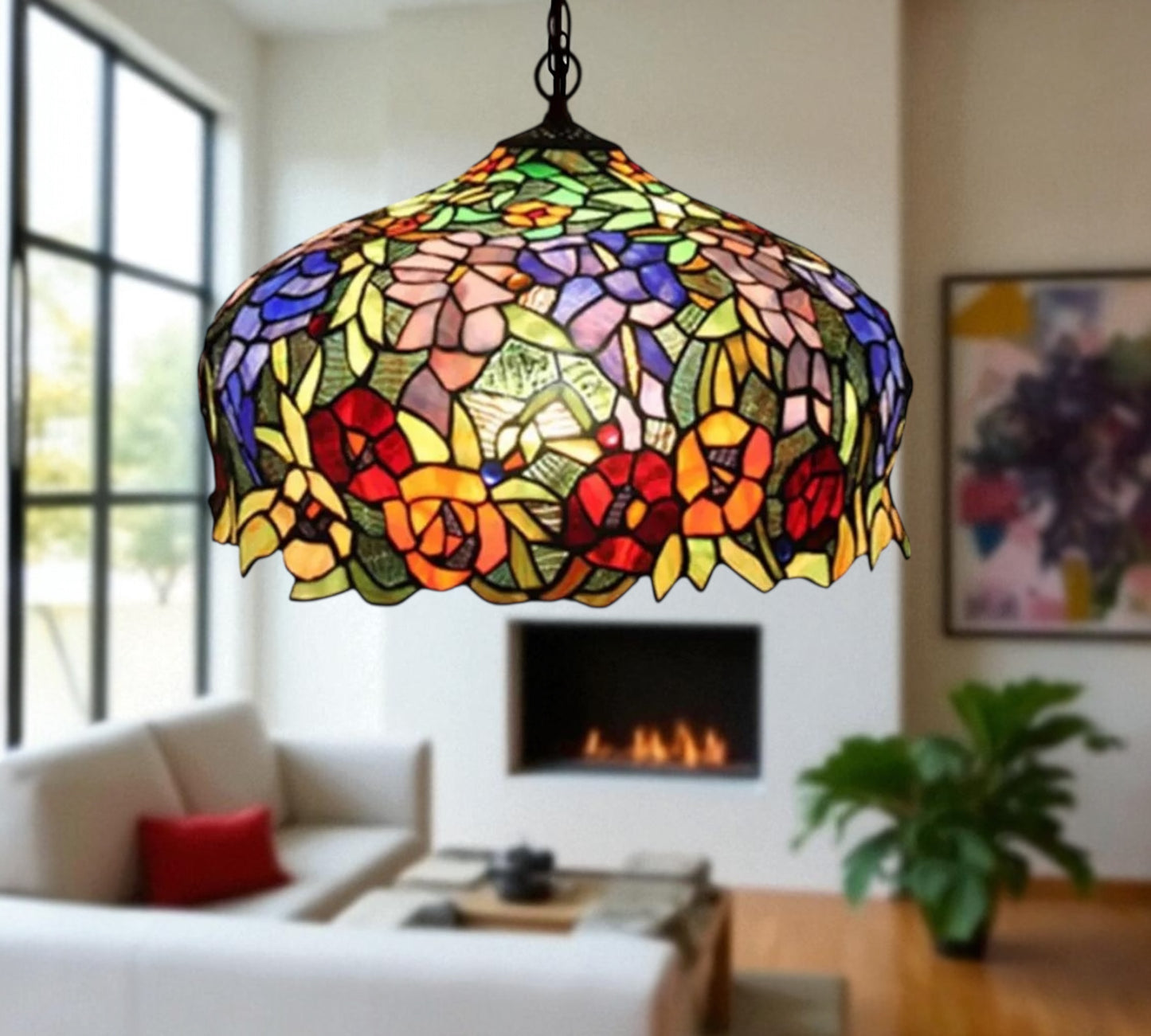 CDH 18" XLARGE Tiffany Pendant Lamp 46cm shade (16054C)