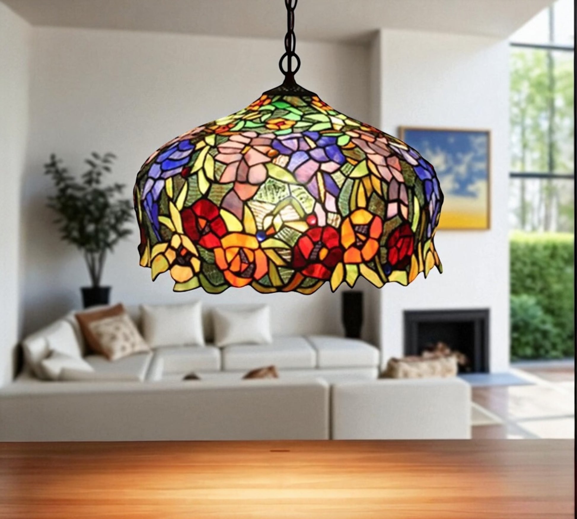 CDH 18" XLARGE Tiffany Pendant Lamp 46cm shade (16054C)