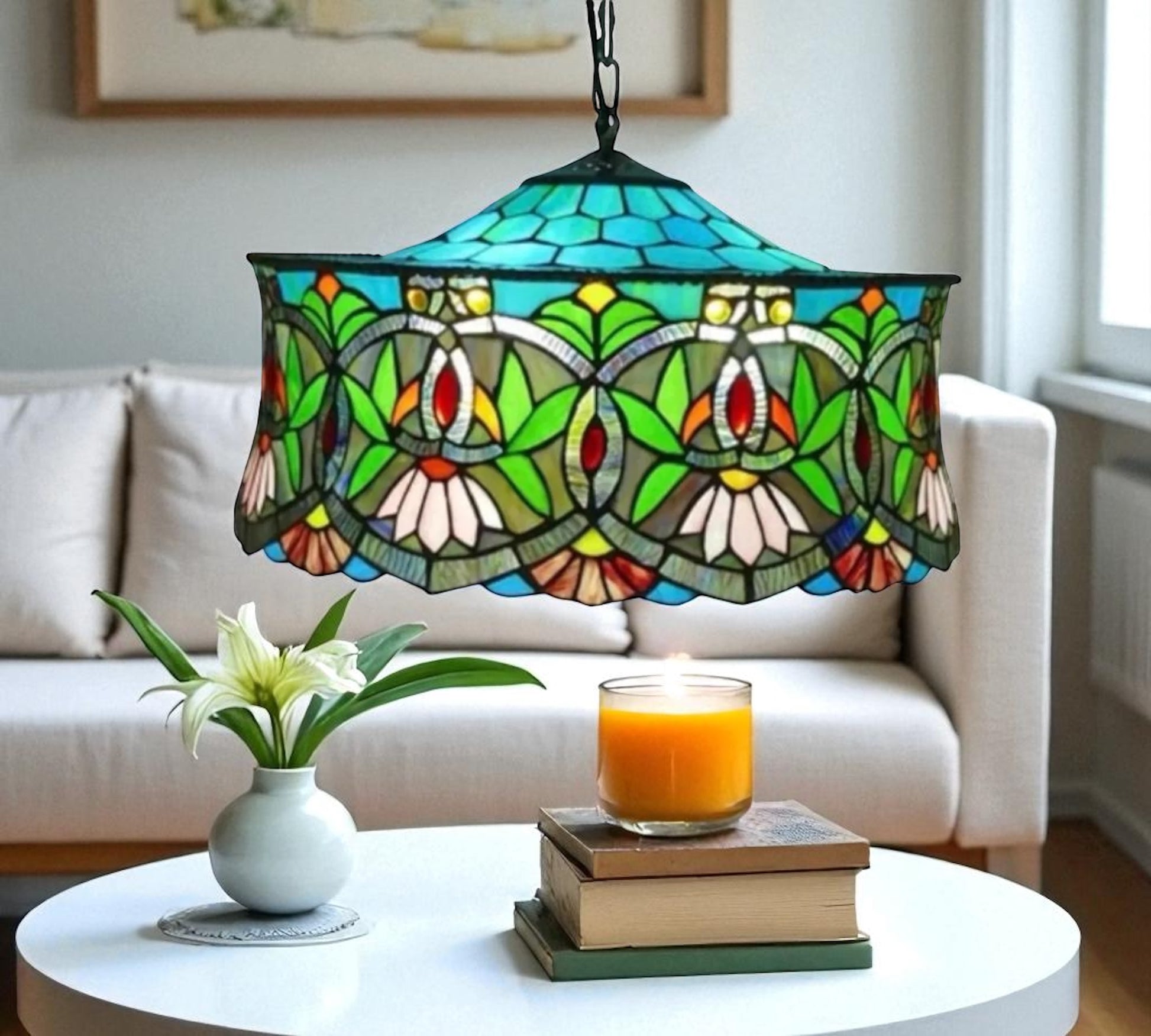 CDH 18" XLARGE Tiffany Pendant Lamp 46cm shade (19001C)