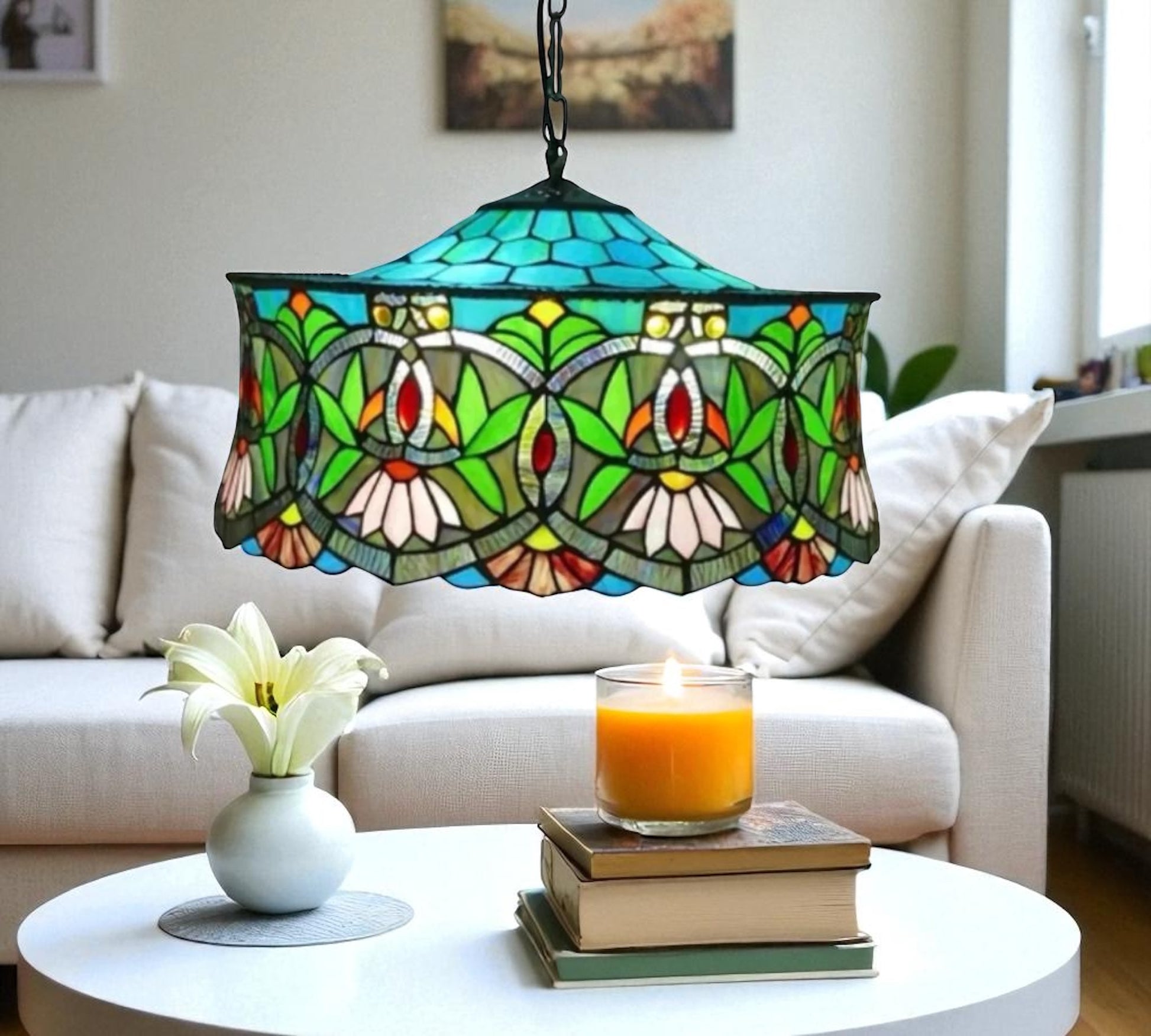 CDH 18" XLARGE Tiffany Pendant Lamp 46cm shade (19001C)