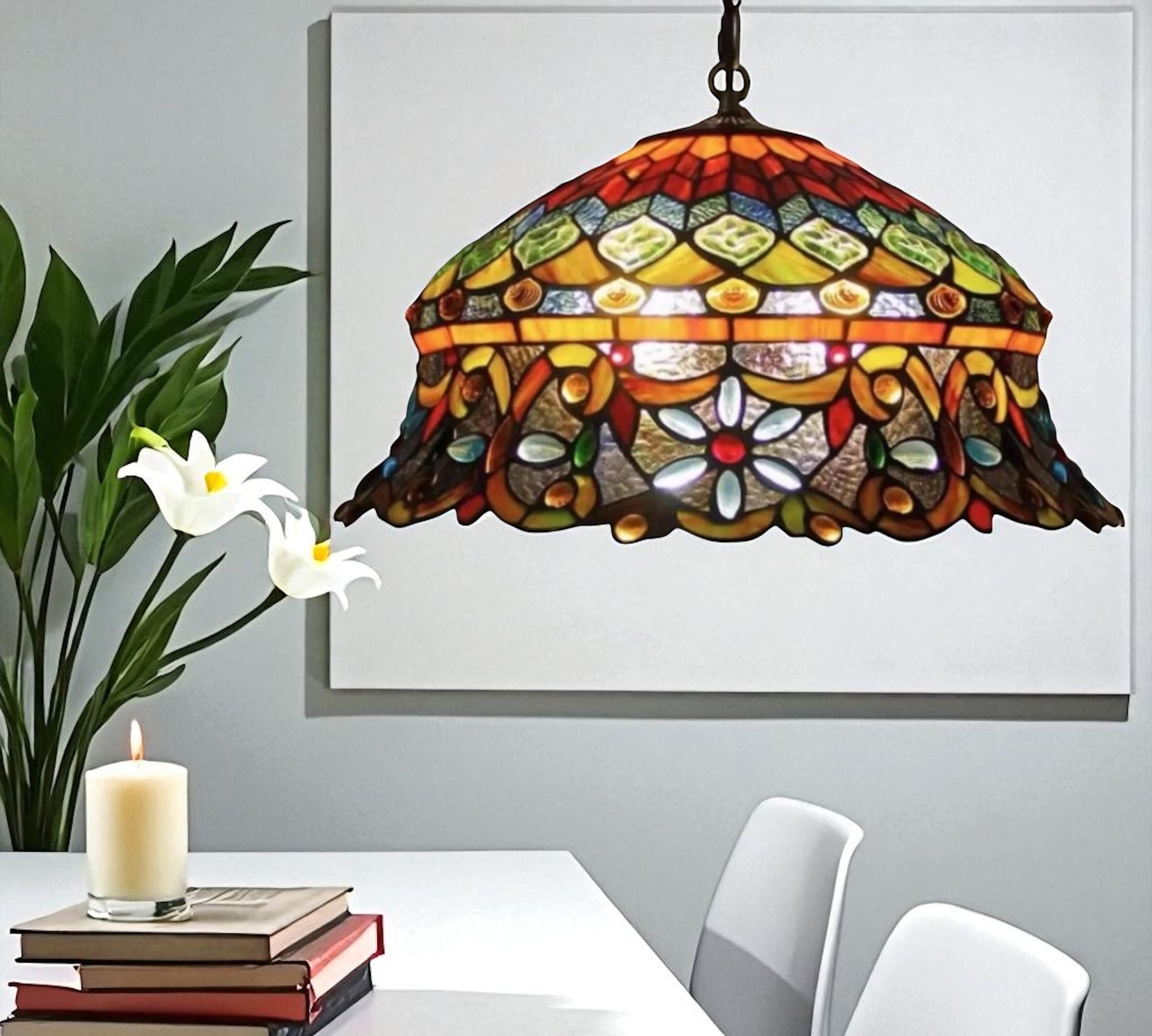 CDH 18" XLARGE Tiffany Pendant Lamp 46cm shade (19002C)
