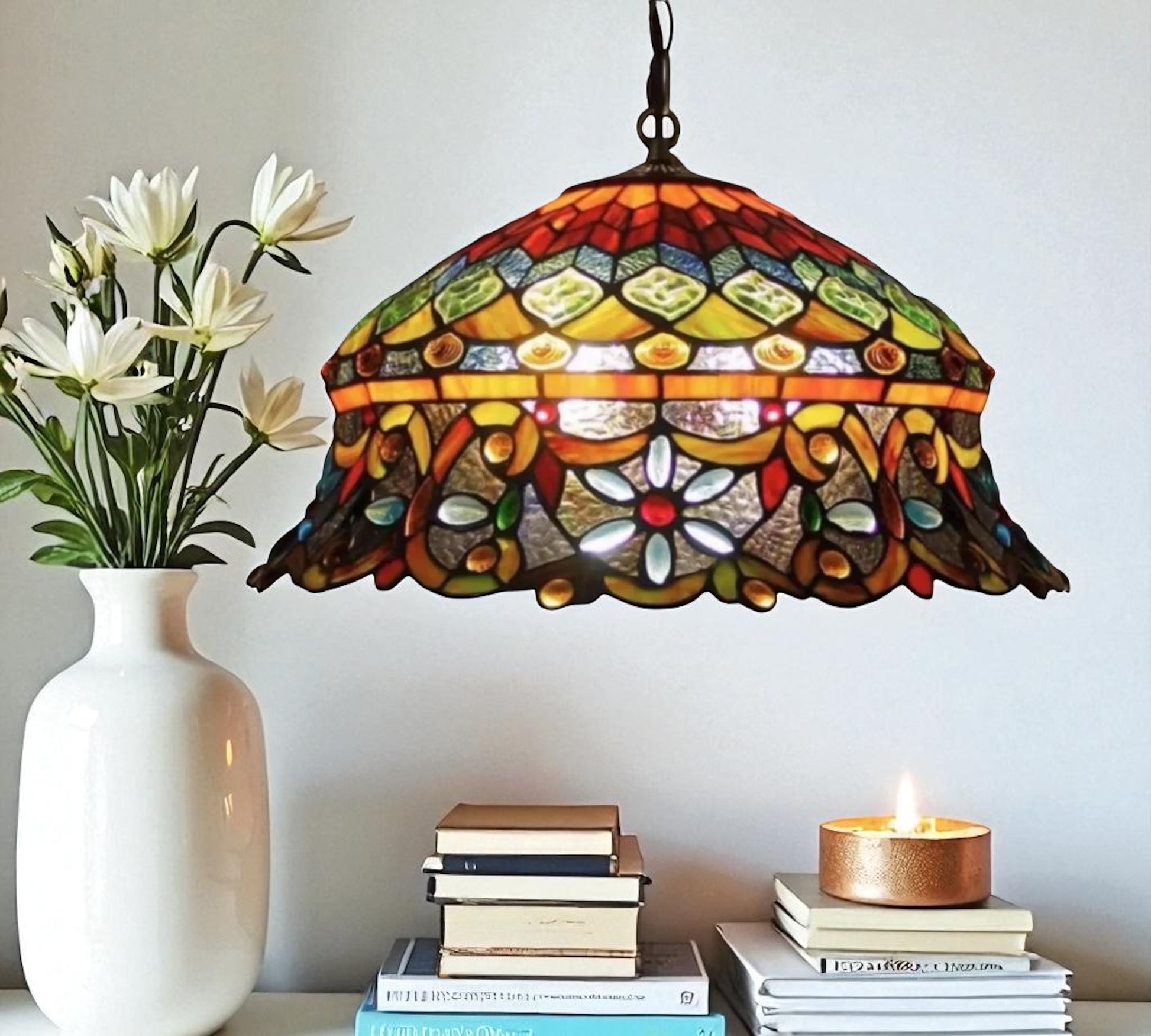CDH 18" XLARGE Tiffany Pendant Lamp 46cm shade (19002C)
