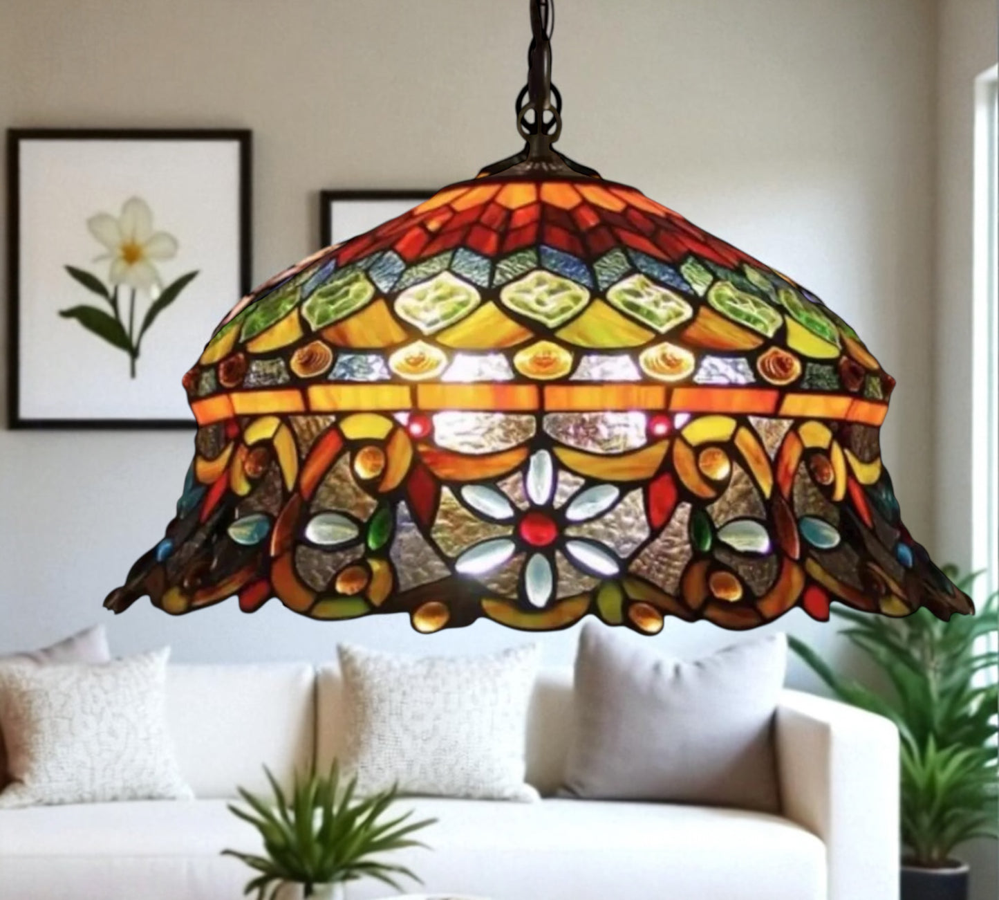 CDH 18" XLARGE Tiffany Pendant Lamp 46cm shade (19002C)
