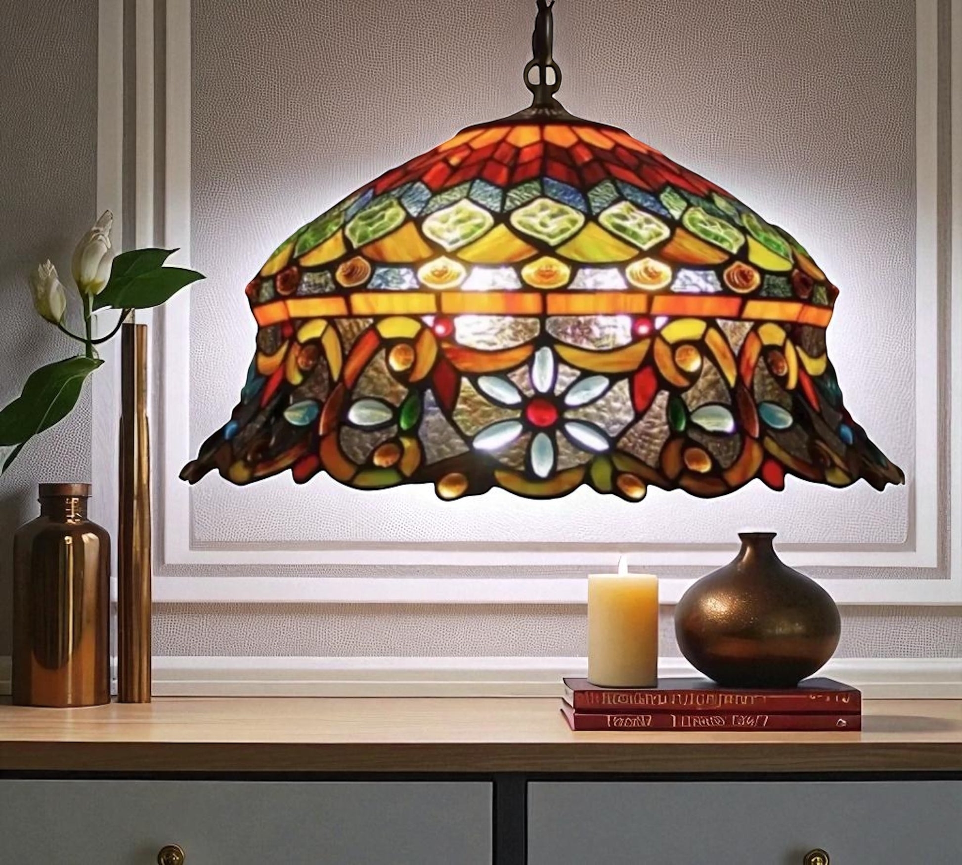 CDH 18" XLARGE Tiffany Pendant Lamp 46cm shade (19002C)