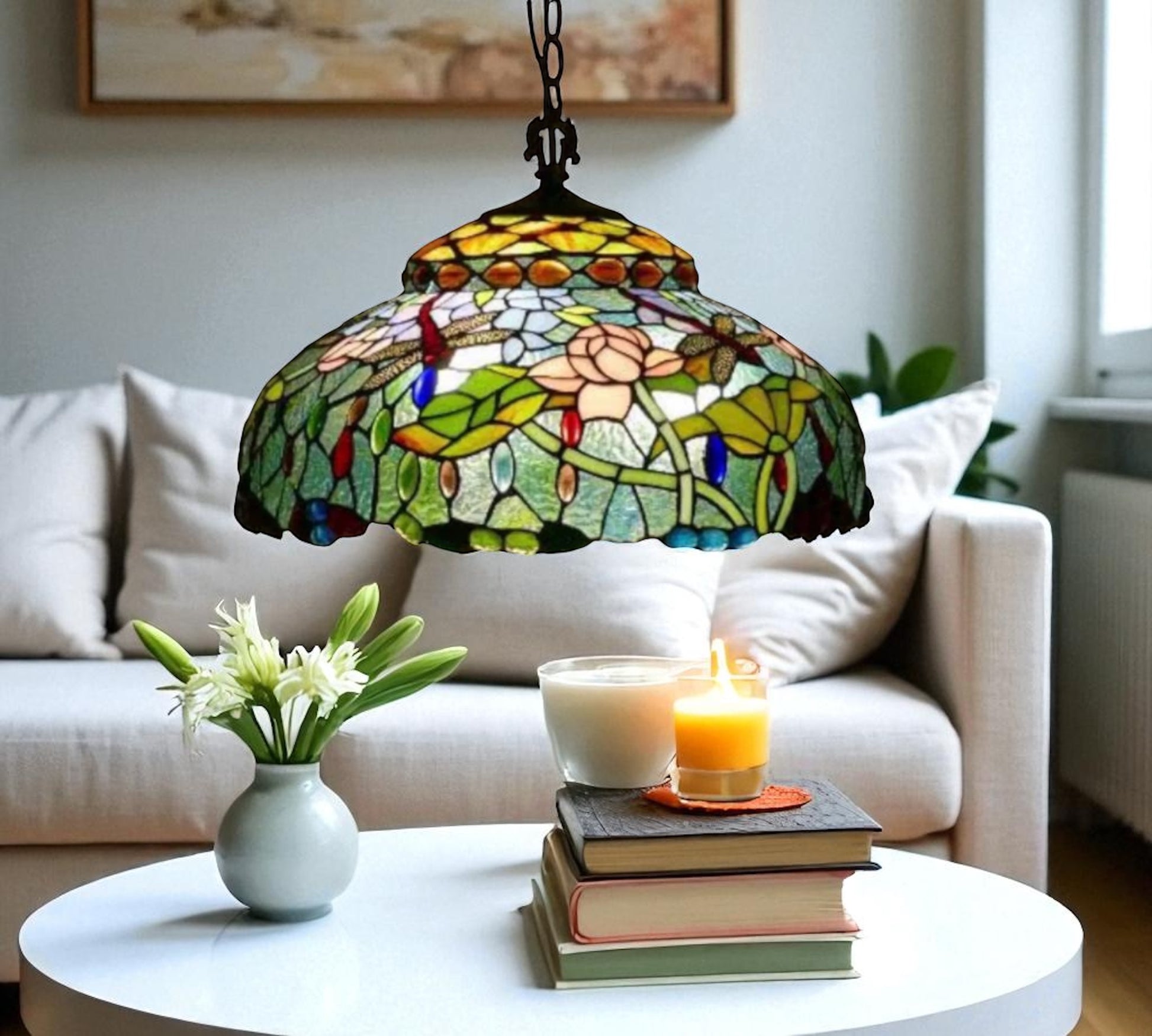 CDH 18" XLARGE Tiffany Pendant Lamp 46cm shade (19003C)