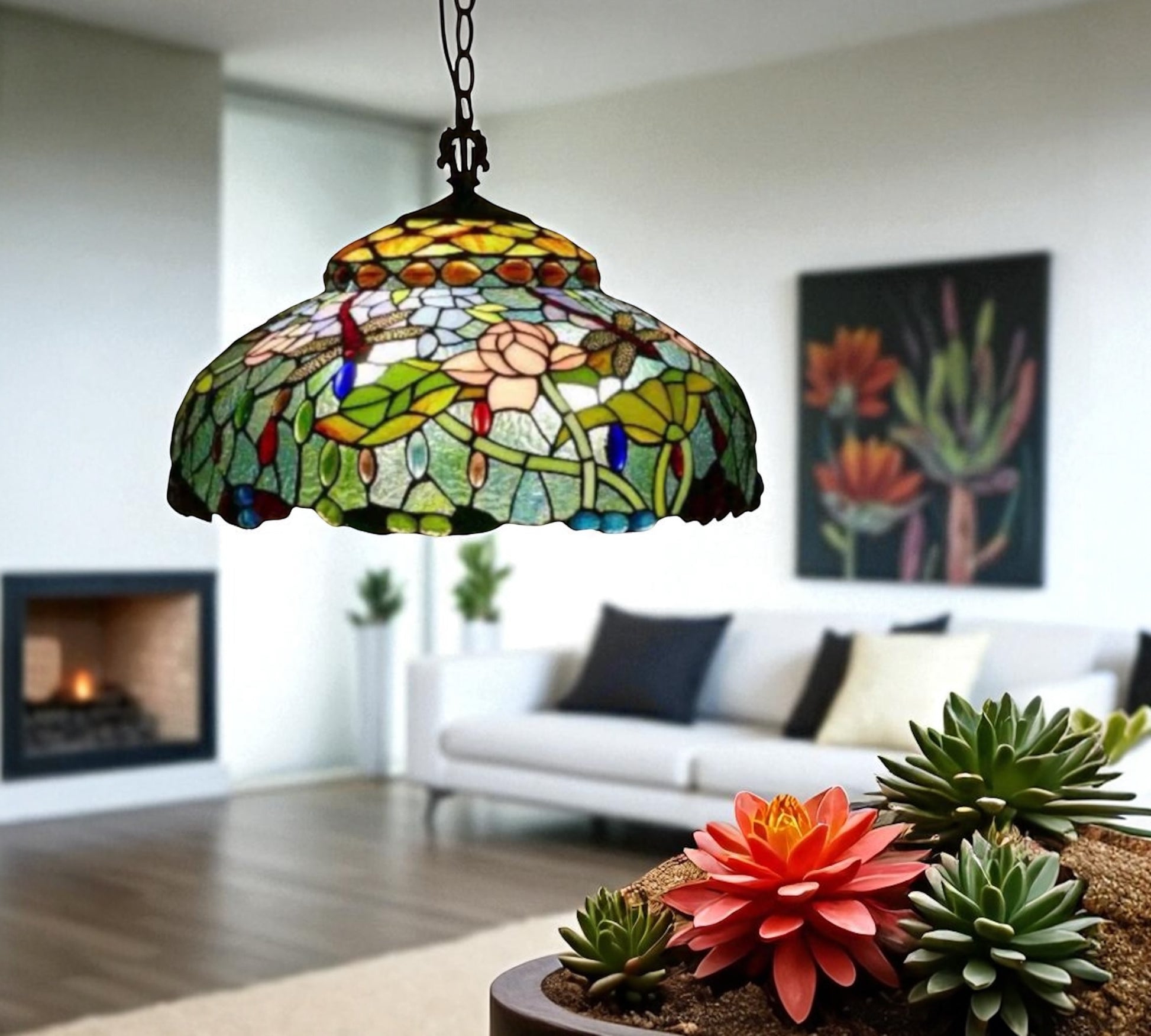 CDH 18" XLARGE Tiffany Pendant Lamp 46cm shade (19003C) 