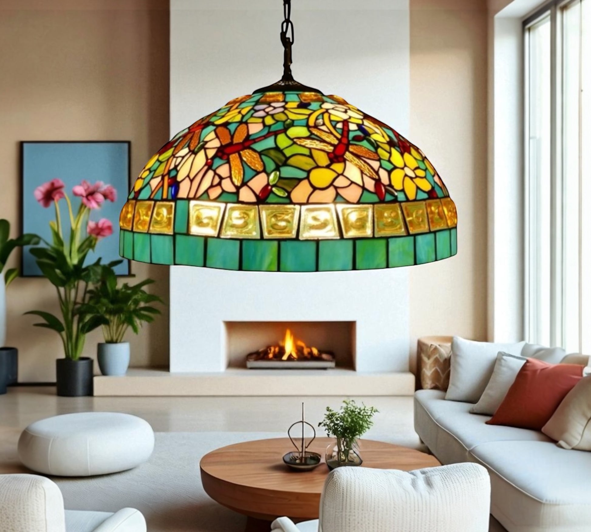 CDH 18" XLARGE Tiffany Pendant Lamp 46cm shade (19004C)