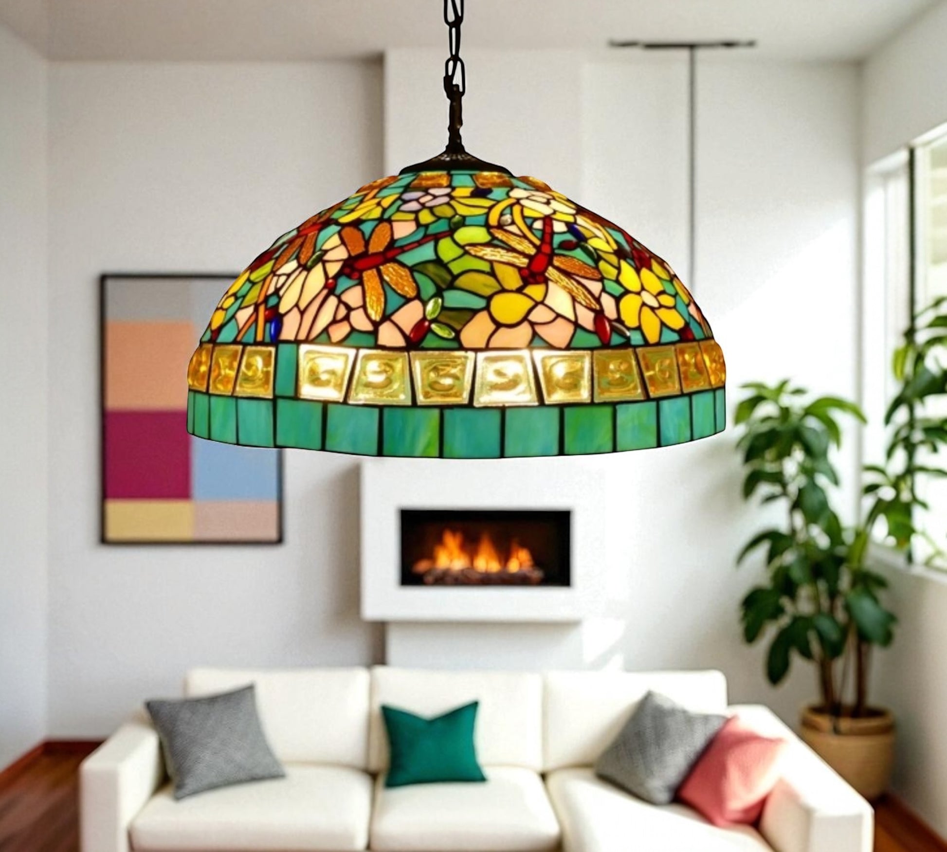 CDH 18" XLARGE Tiffany Pendant Lamp 46cm shade (19004C)