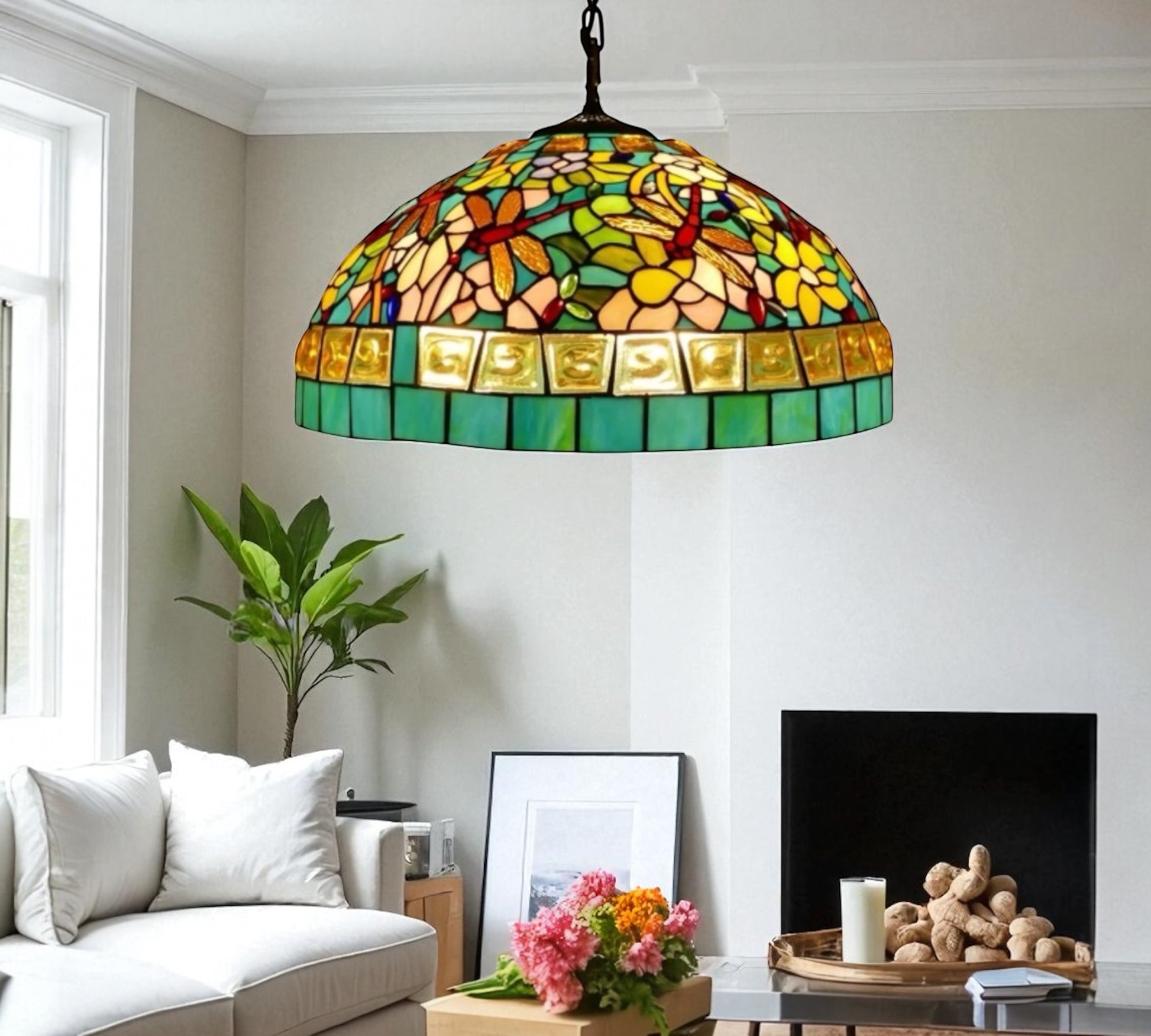 CDH 18" XLARGE Tiffany Pendant Lamp 46cm shade (19004C)