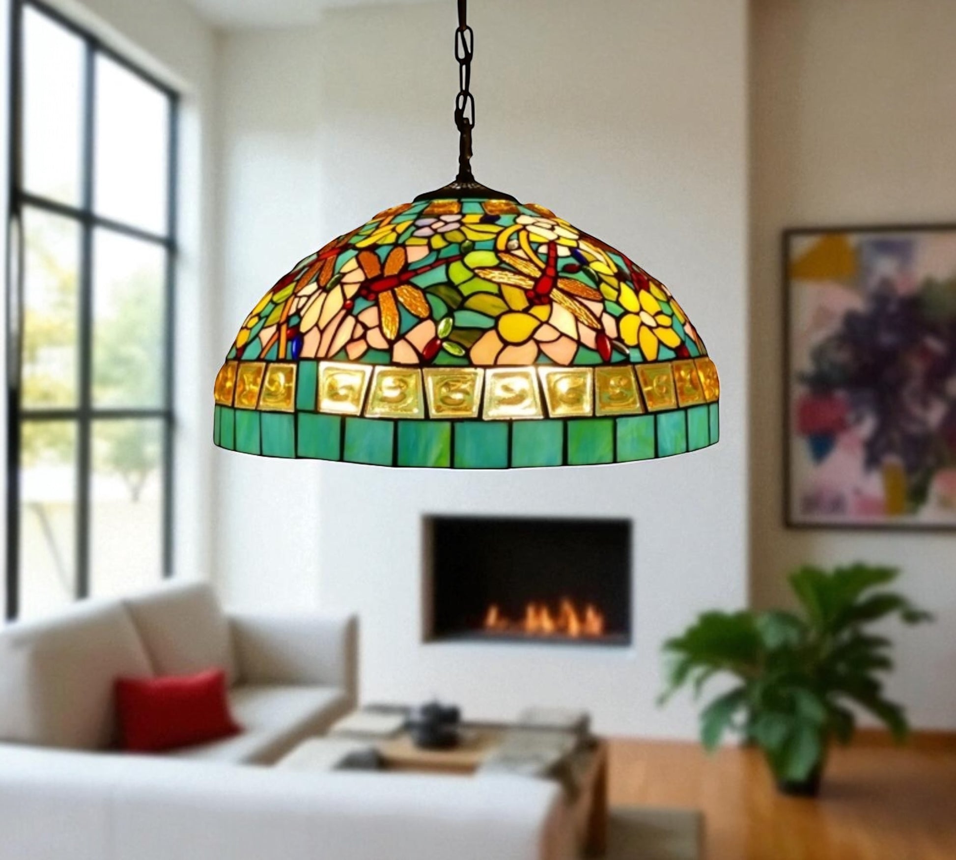 CDH 18" XLARGE Tiffany Pendant Lamp 46cm shade (19004C)