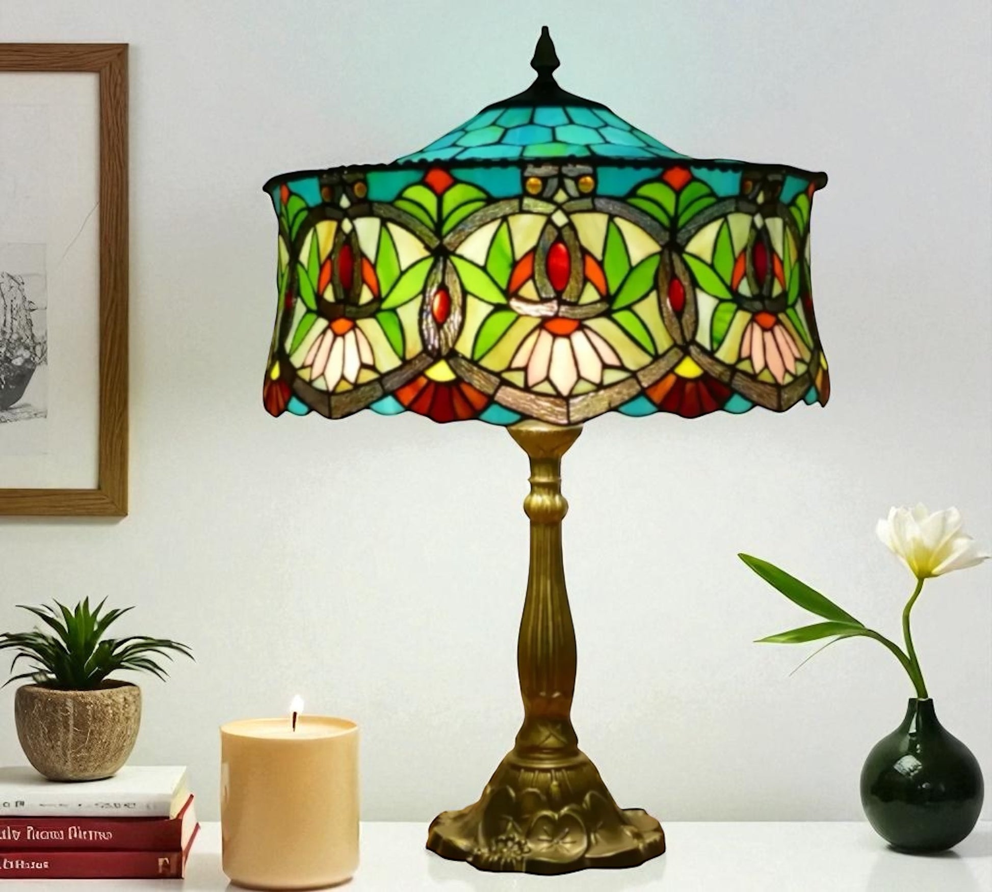 CDH 18" XLARGE Tiffany Table Lamp 46cm Shade (19001T)
